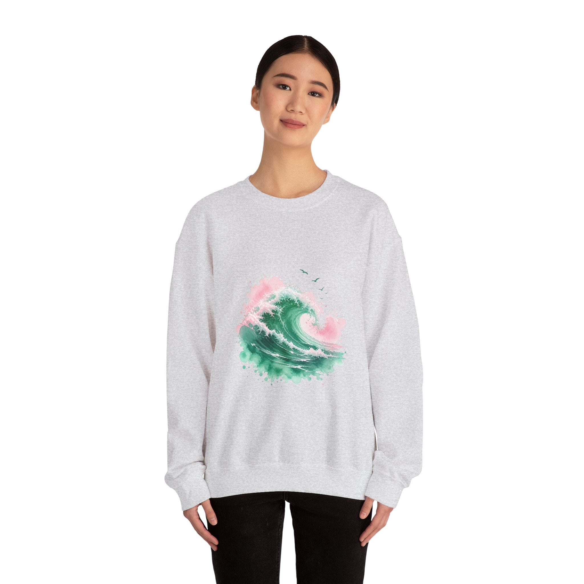 Matching Couple Sweatshirt - Mountain & Ocean Matching Couple Comfort Colors Crew Watercolor Art His Hers Birthday Gift - Design B