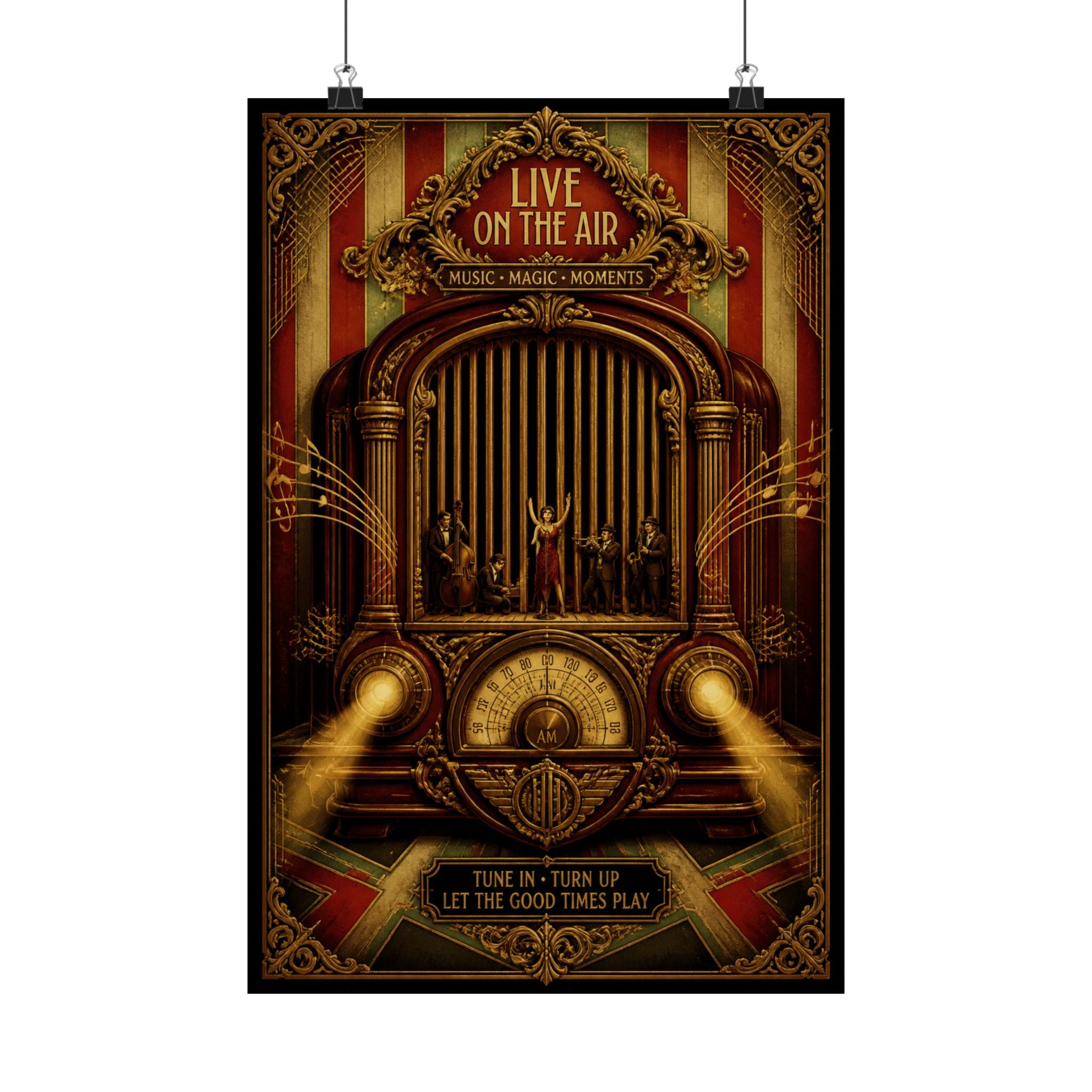 Vintage Radio Stage Wall Art Poster 24×36 Baroque Studio Decor Maximalist Print