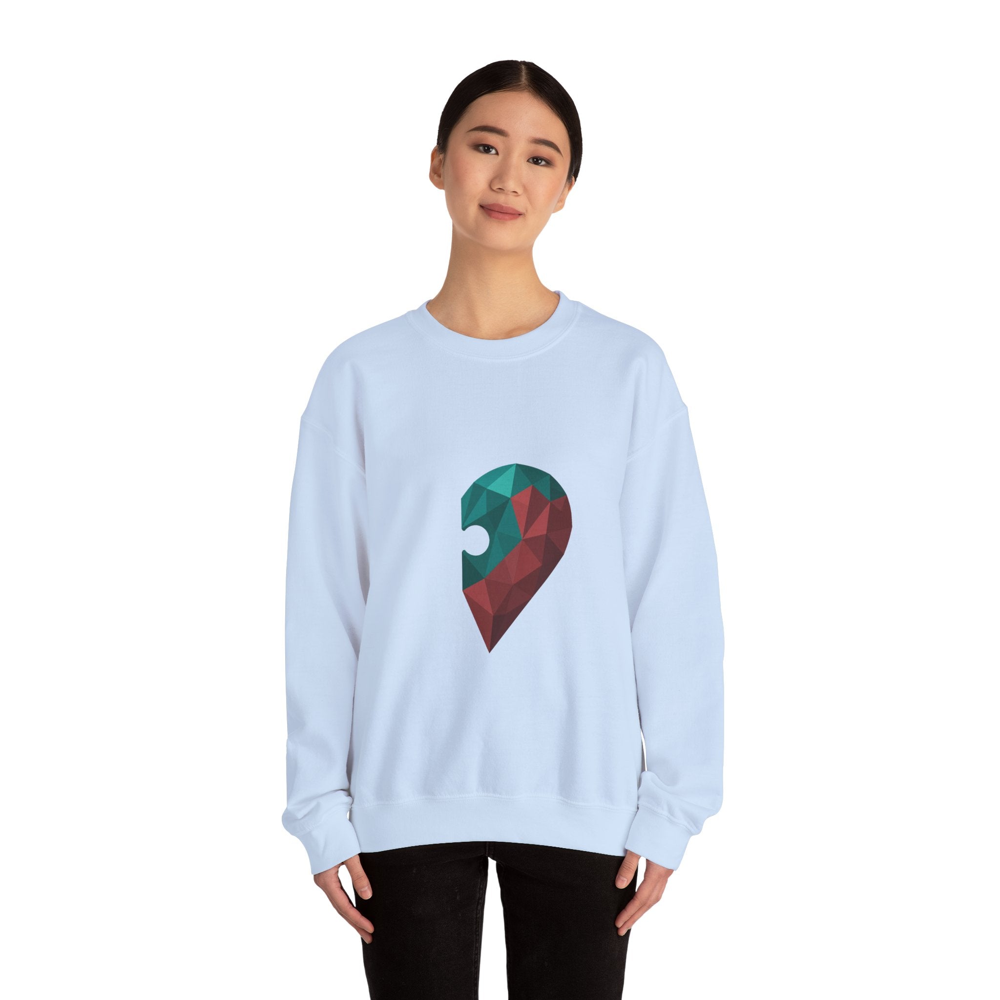Matching Couple Sweatshirt - Puzzle Pieces Matching Couple Premium Fleece Sweatshirt Geometric Art His Hers Love Gift - Design B