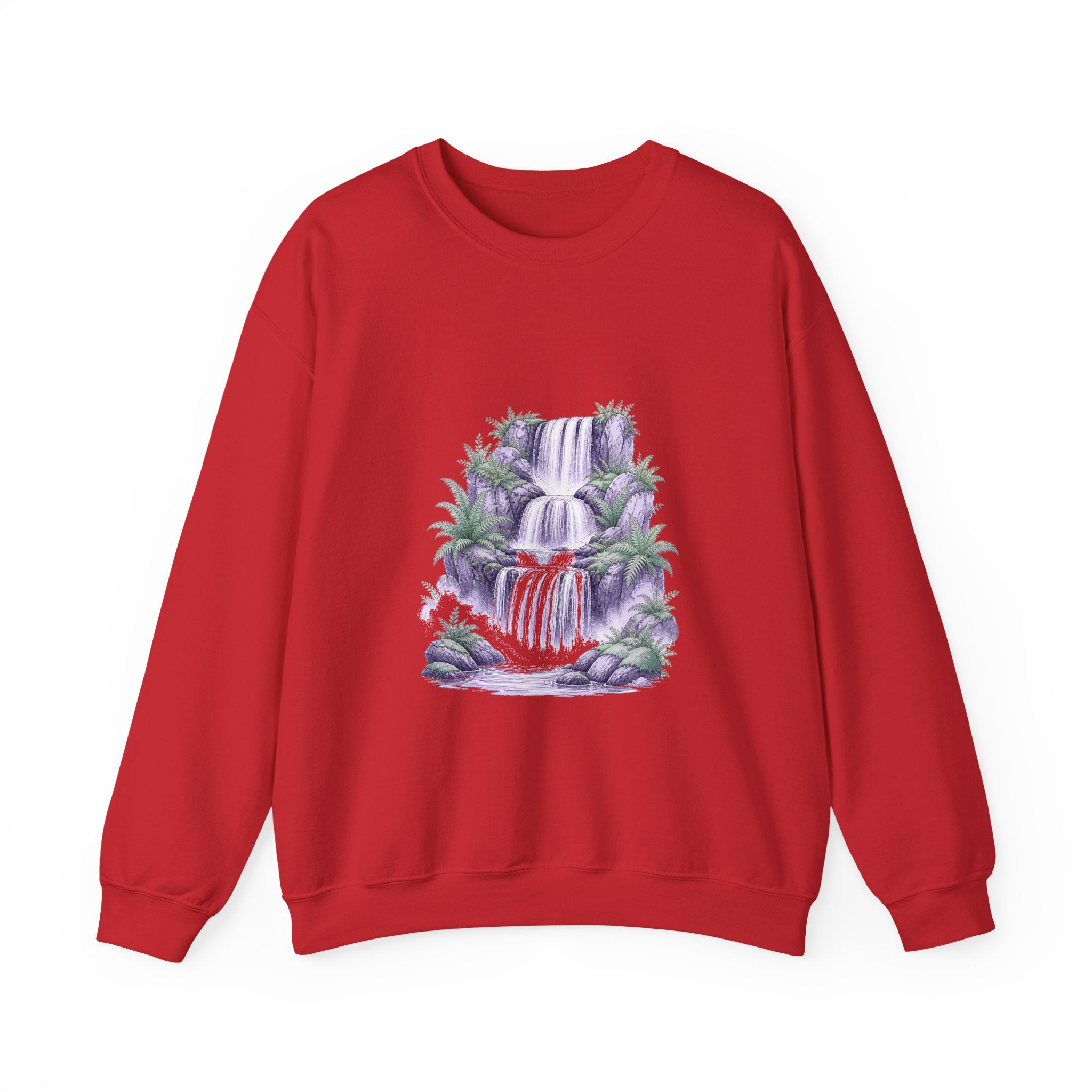 Matching Couple Sweatshirt - Wildfire & Waterfall Matching Couple Crewneck Sweatshirt Hand-Drawn Art His Hers Best Friend Gift - Design B