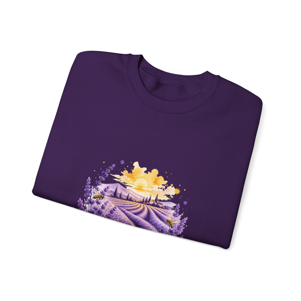 Matching Couple Sweatshirt - Lavender Fields & Canyon Matching Couple Premium Fleece Sweatshirt Watercolor Art His Hers Birthday Gift - Design A