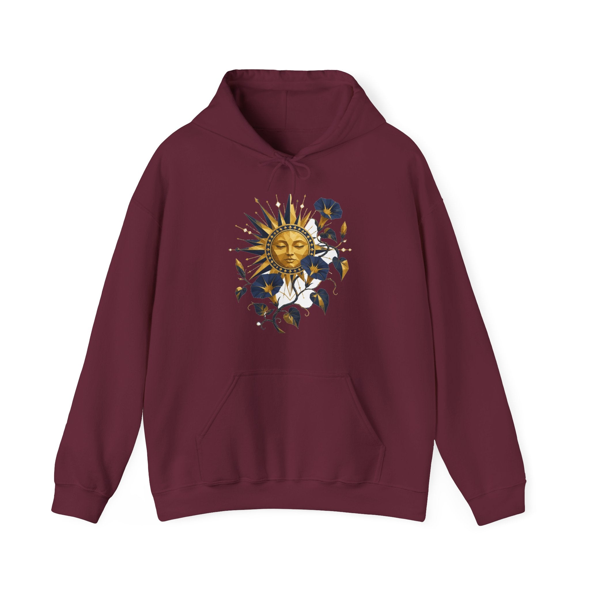 Matching Couple Sweatshirt - Sun & Moon Matching Couple Hooded Sweatshirt Geometric Art His Hers Couple Gift - Design B