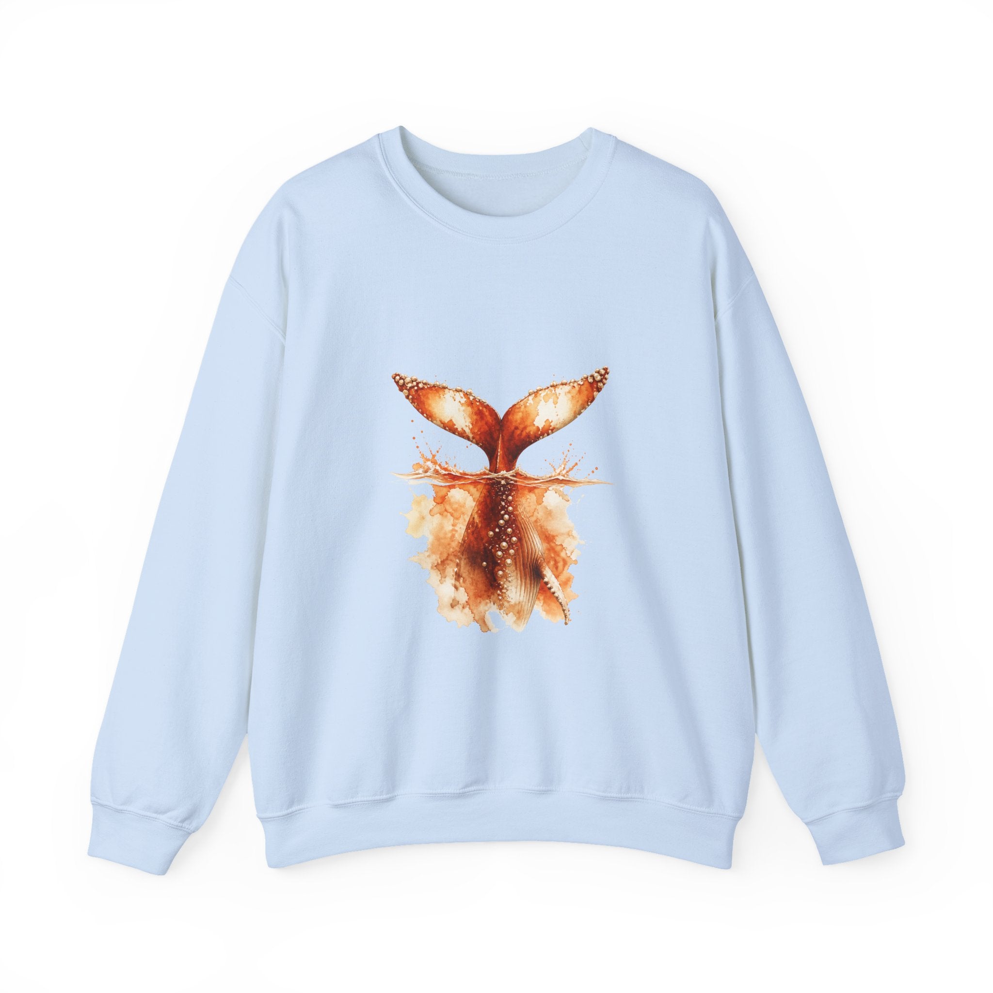 Matching Couple Sweatshirt - Eagle & Whale Matching Couple Premium Fleece Sweatshirt Watercolor Art His Hers Birthday Gift - Design B