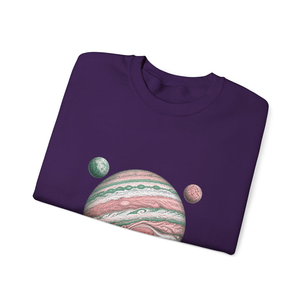 Matching Couple Sweatshirt - Saturn & Jupiter Matching Couple Premium Fleece Sweatshirt Hand-Drawn Art His Hers Anniversary Gift - Design B