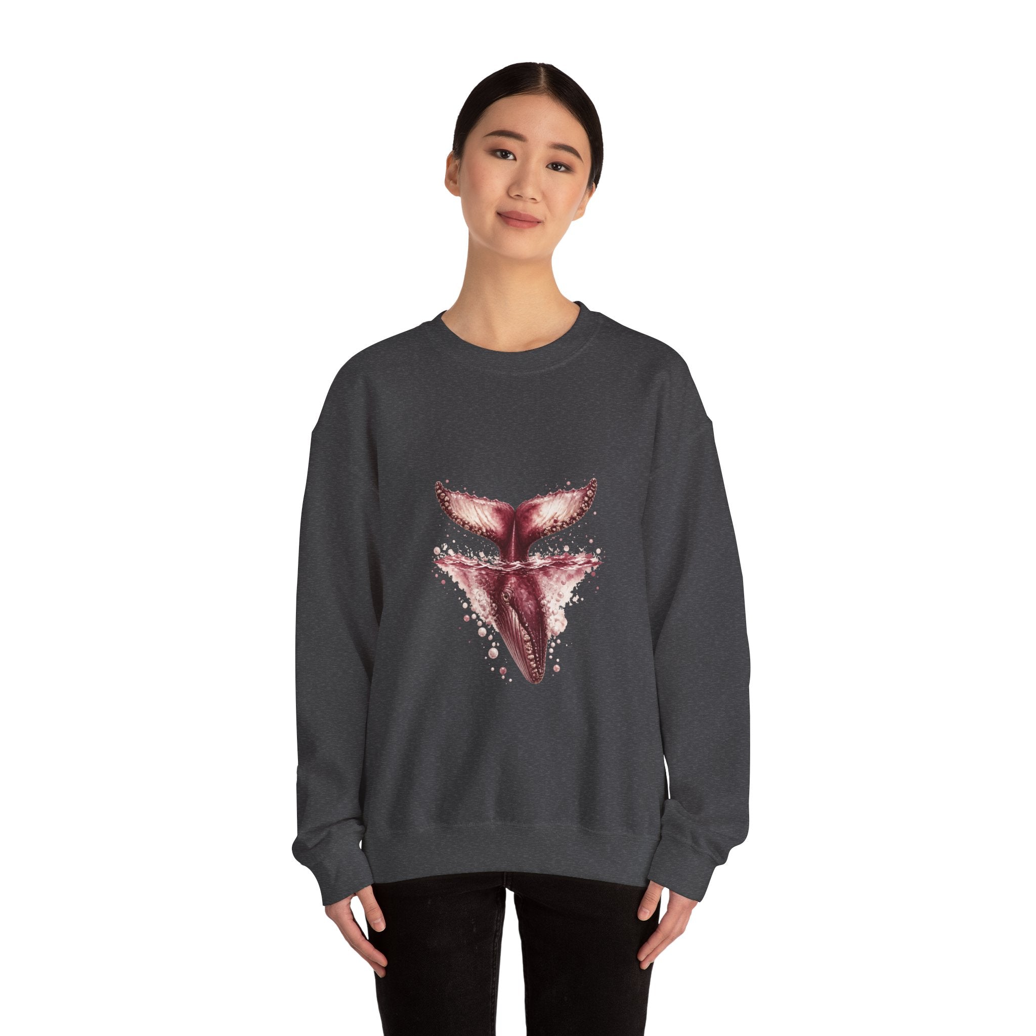 Matching Couple Sweatshirt - Eagle & Whale Matching Couple Crewneck Sweatshirt Watercolor Art His Hers Engagement Gift - Design B