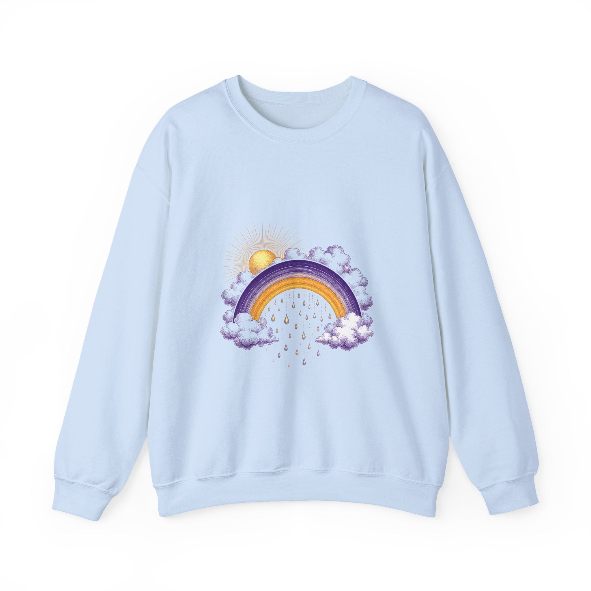 Matching Couple Sweatshirt - Storm & Rainbow Matching Couple Premium Fleece Sweatshirt Vintage Art His Hers Honeymoon Gift - Design B