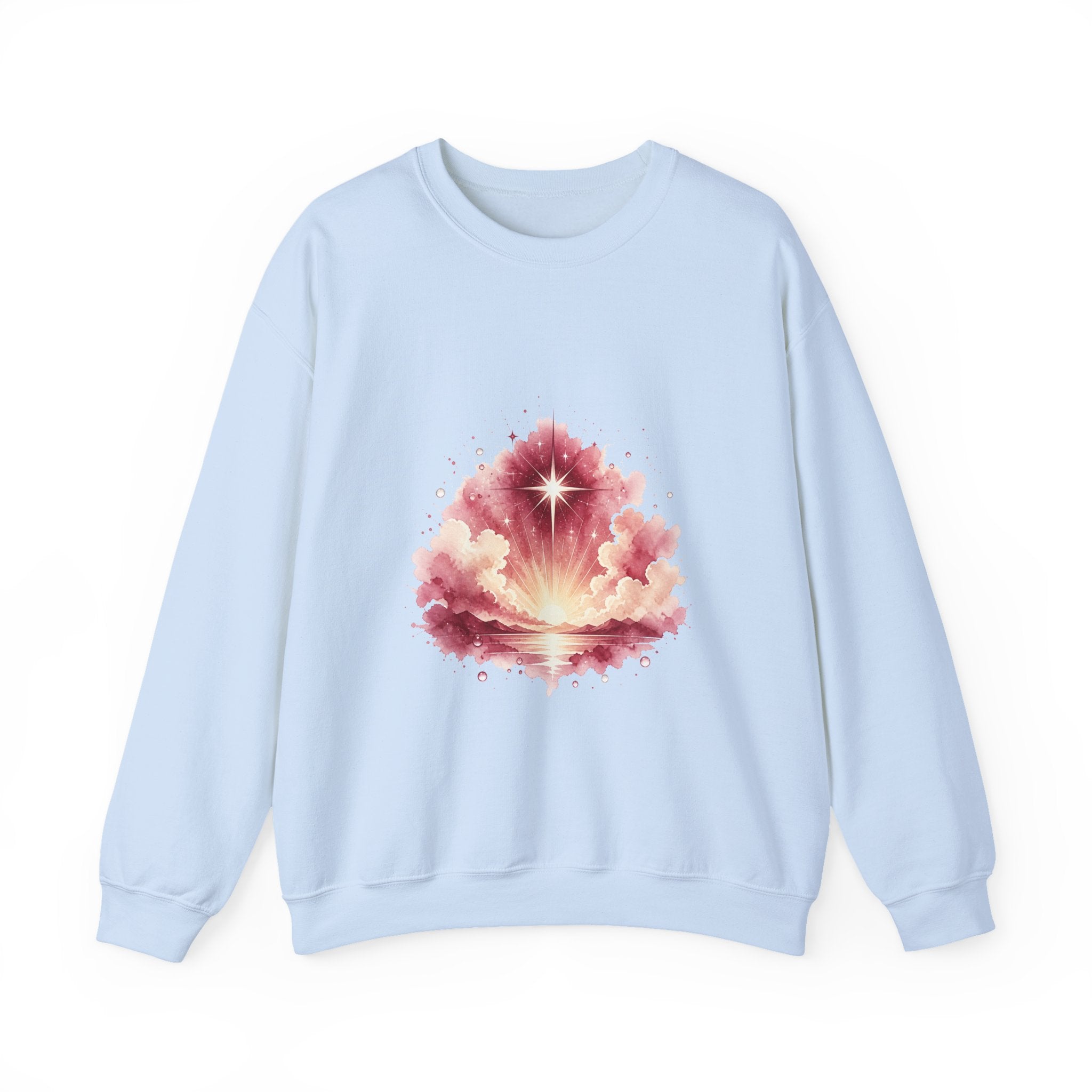 Matching Couple Sweatshirt - Evening & Morning Star Matching Couple Crewneck Sweatshirt Watercolor Art His Hers Engagement Gift - Design B