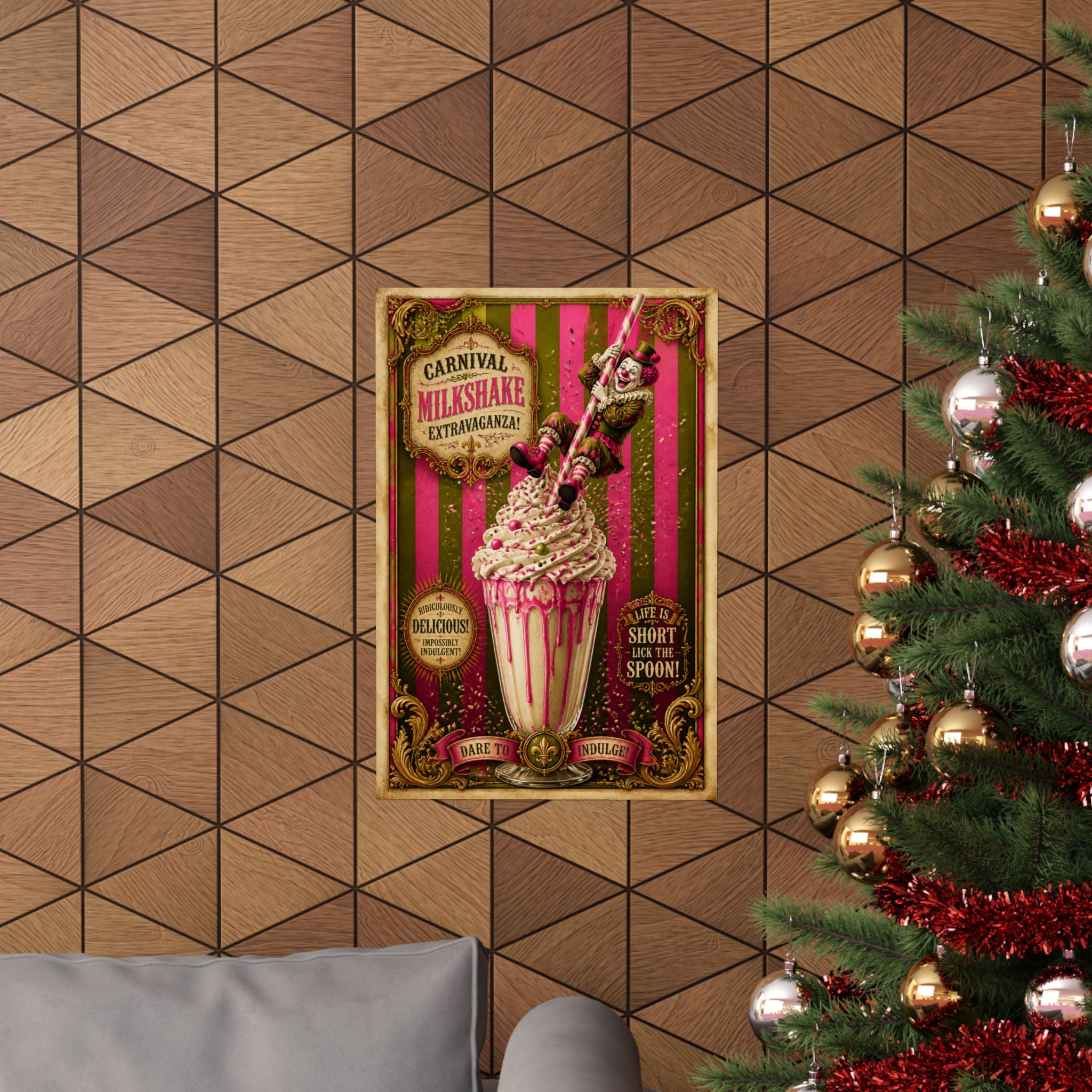 Milkshake Slide Clown Wall Art Poster 18×24 Baroque Home Office Decor Maximalist Print