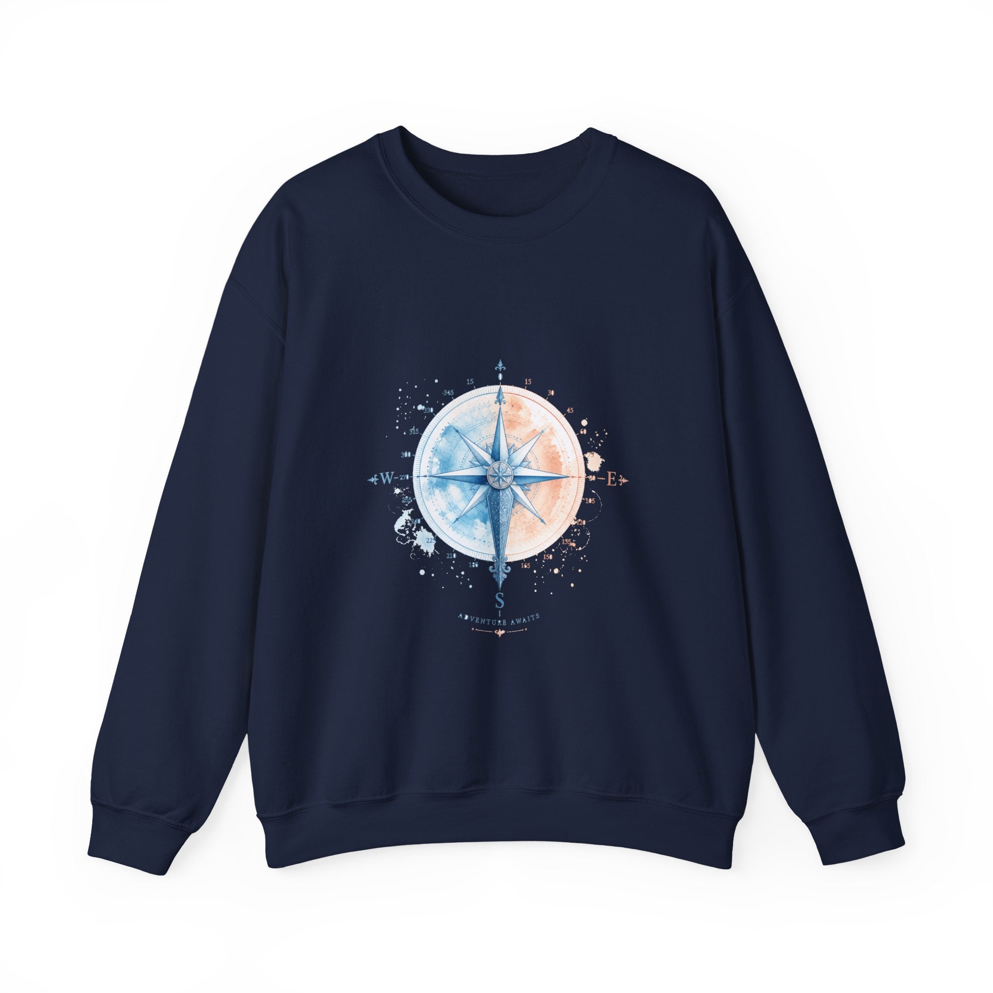 Matching Couple Sweatshirt - Compass North & South Matching Couple Premium Fleece Sweatshirt Watercolor Art His Hers Birthday Gift - Design B