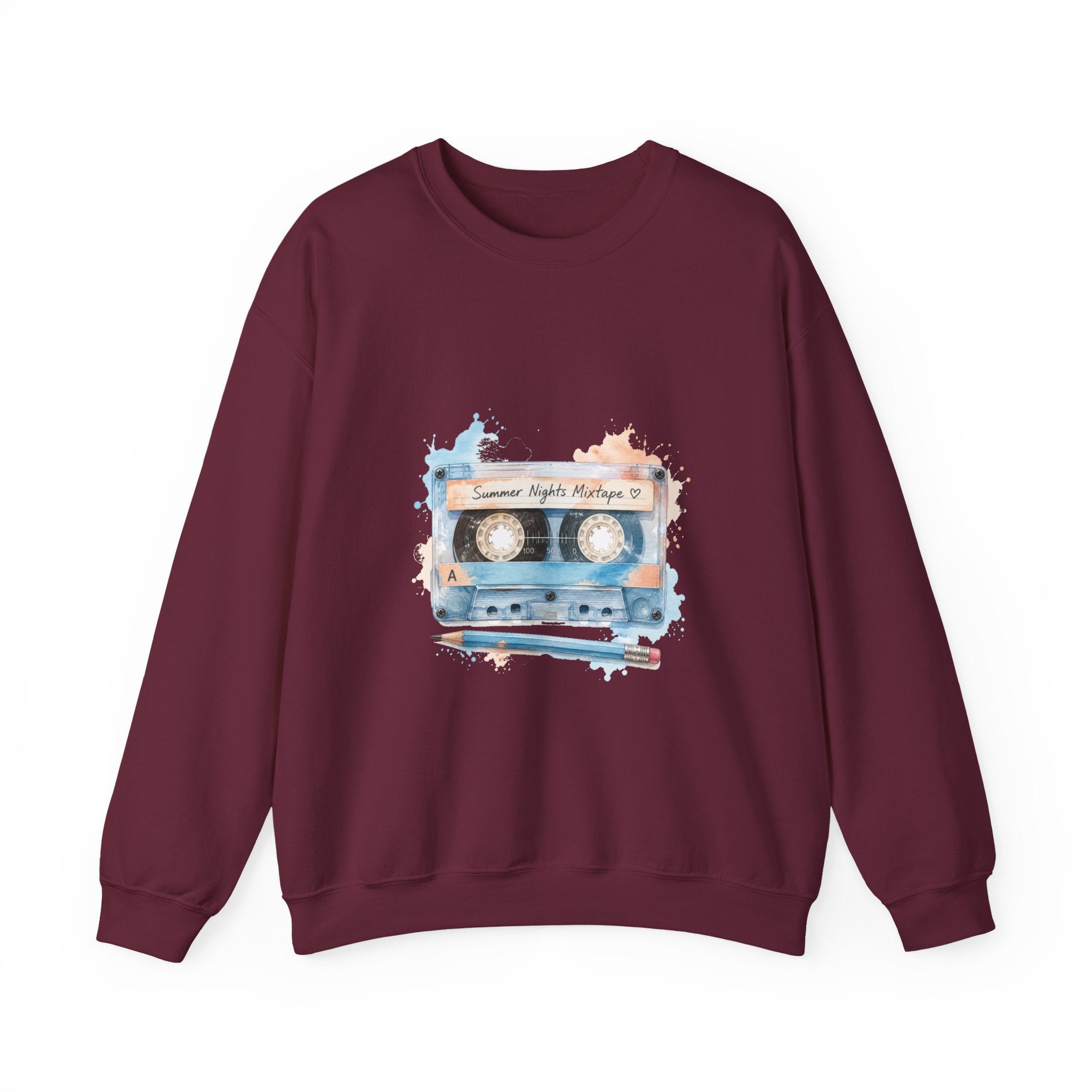 Matching Couple Sweatshirt - Vinyl & Cassette Matching Couple Comfort Colors Crew Watercolor Art His Hers Birthday Gift - Design B