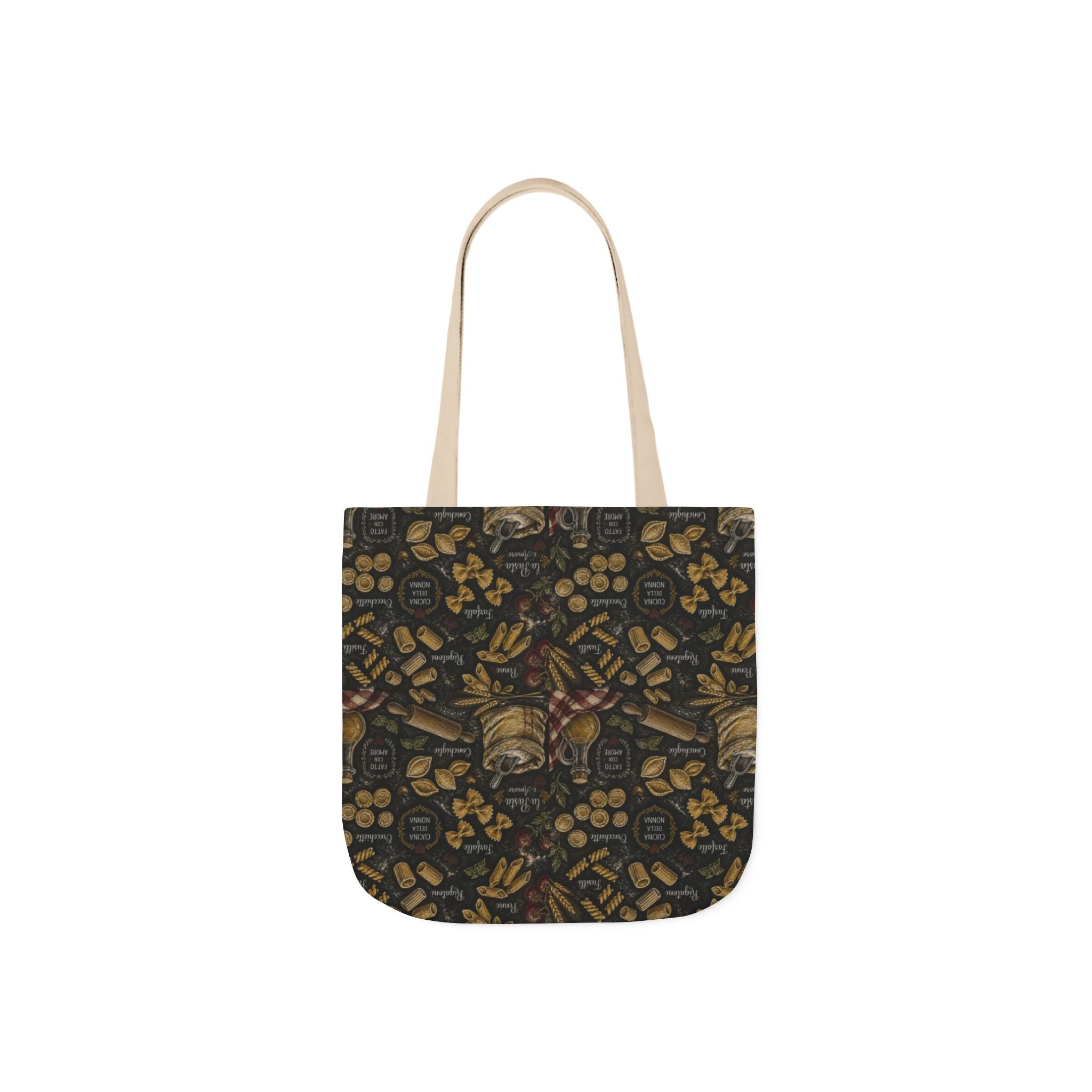 Italian Pasta Shapes Canvas Tote Bag Mediterranean Kitchen Chalk Art Design Italian Cottagecore Gift