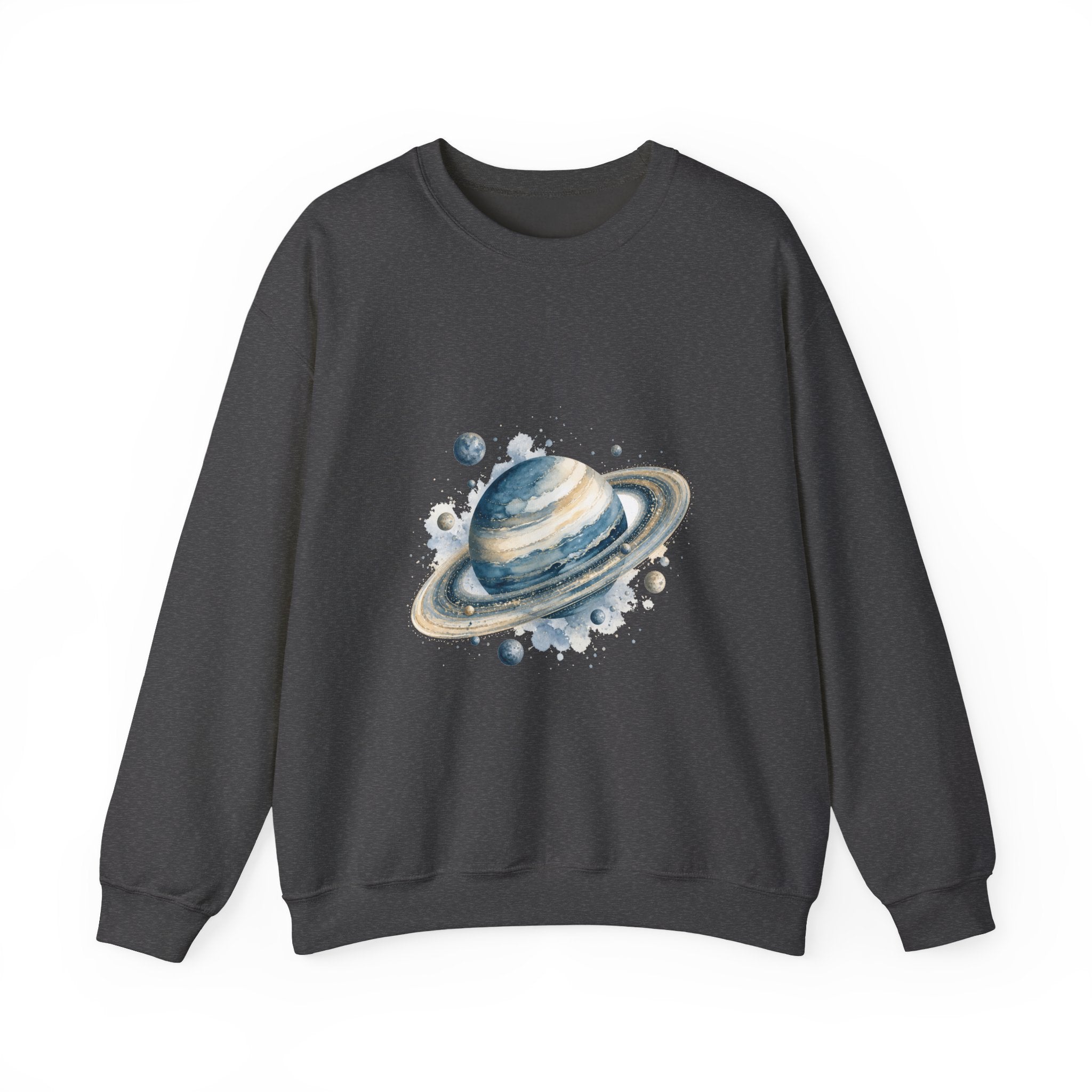 Matching Couple Sweatshirt - Astronaut & Planet Matching Couple Crewneck Sweatshirt Watercolor Art His Hers Engagement Gift - Design B