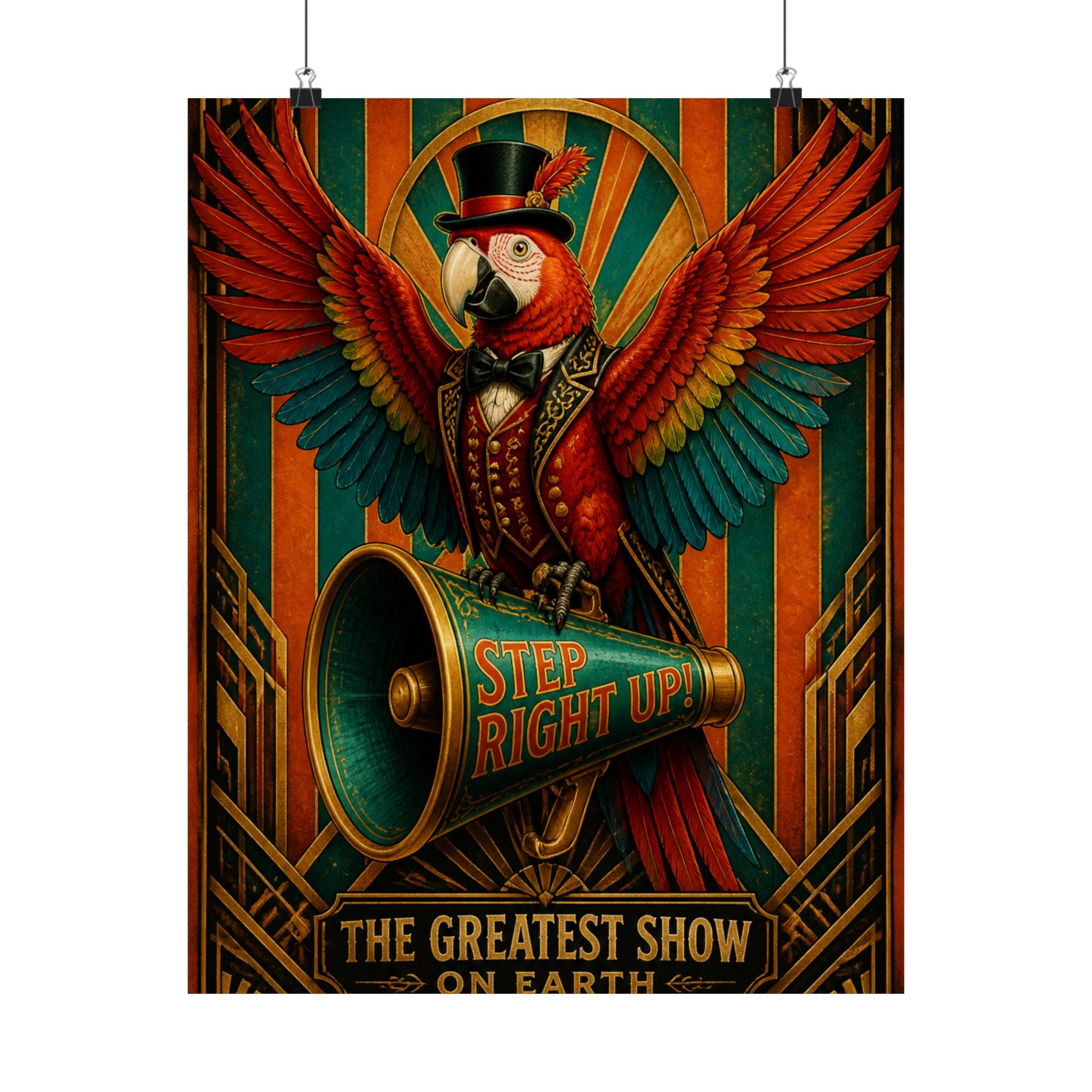 Parrot Ringmaster Wall Art Poster 18×24 Art Deco Entryway Decor Maximalist Print