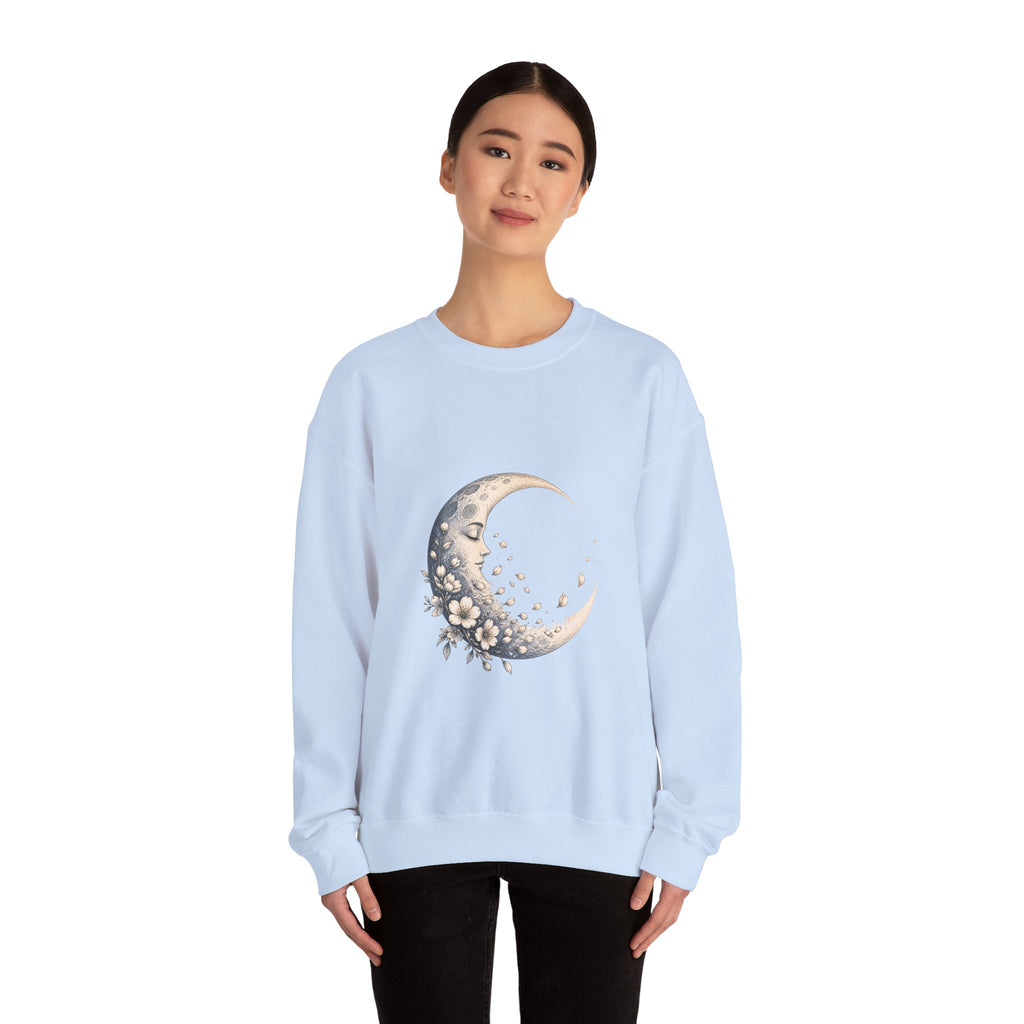 Matching Couple Sweatshirt - Waxing & Waning Moon Matching Couple Premium Fleece Sweatshirt Hand-Drawn Art His Hers Anniversary Gift - Design B