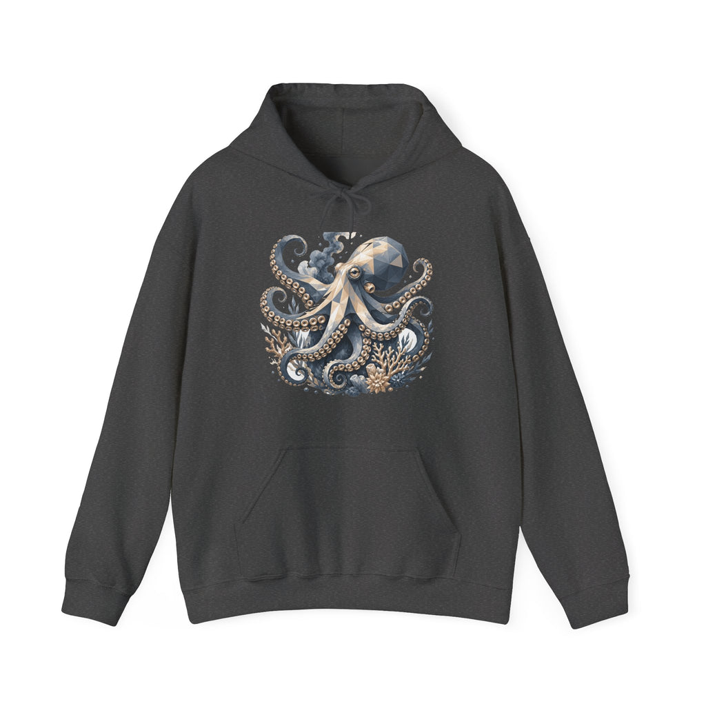 Matching Couple Sweatshirt - Octopus & Jellyfish Matching Couple Hooded Sweatshirt Geometric Art His Hers Couple Gift - Design A