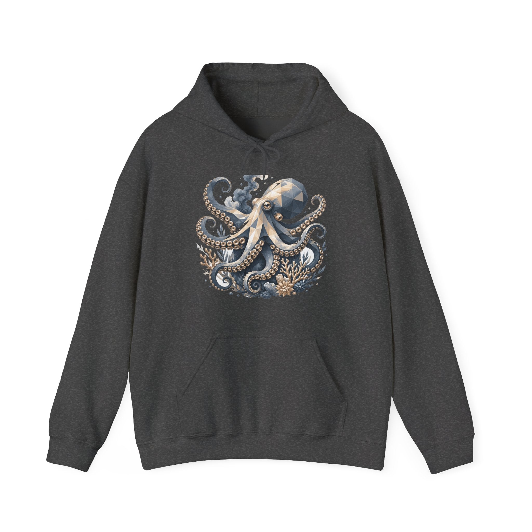 Matching Couple Sweatshirt - Octopus & Jellyfish Matching Couple Hooded Sweatshirt Geometric Art His Hers Couple Gift - Design A