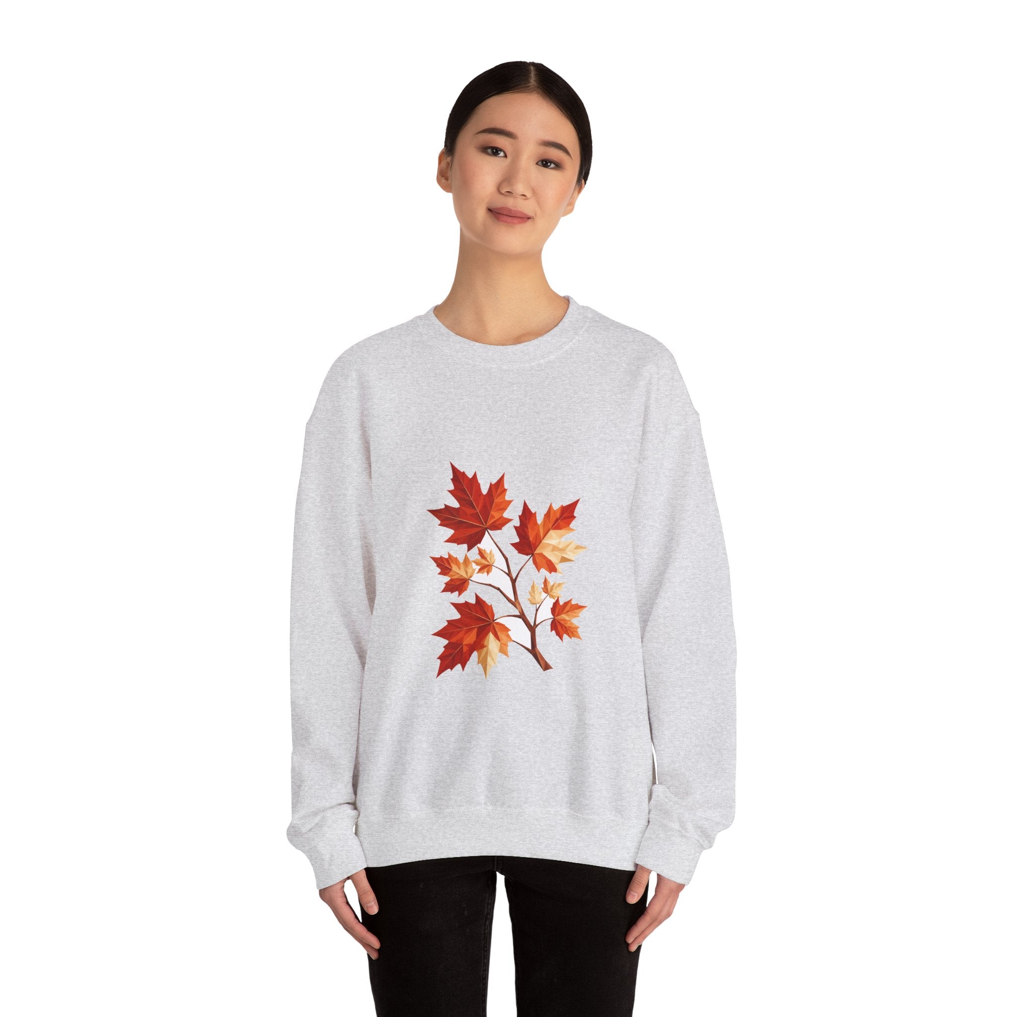 Matching Couple Sweatshirt - Cherry Blossom & Maple Leaf Matching Couple Comfort Colors Crew Geometric Art His Hers Love Gift - Design B