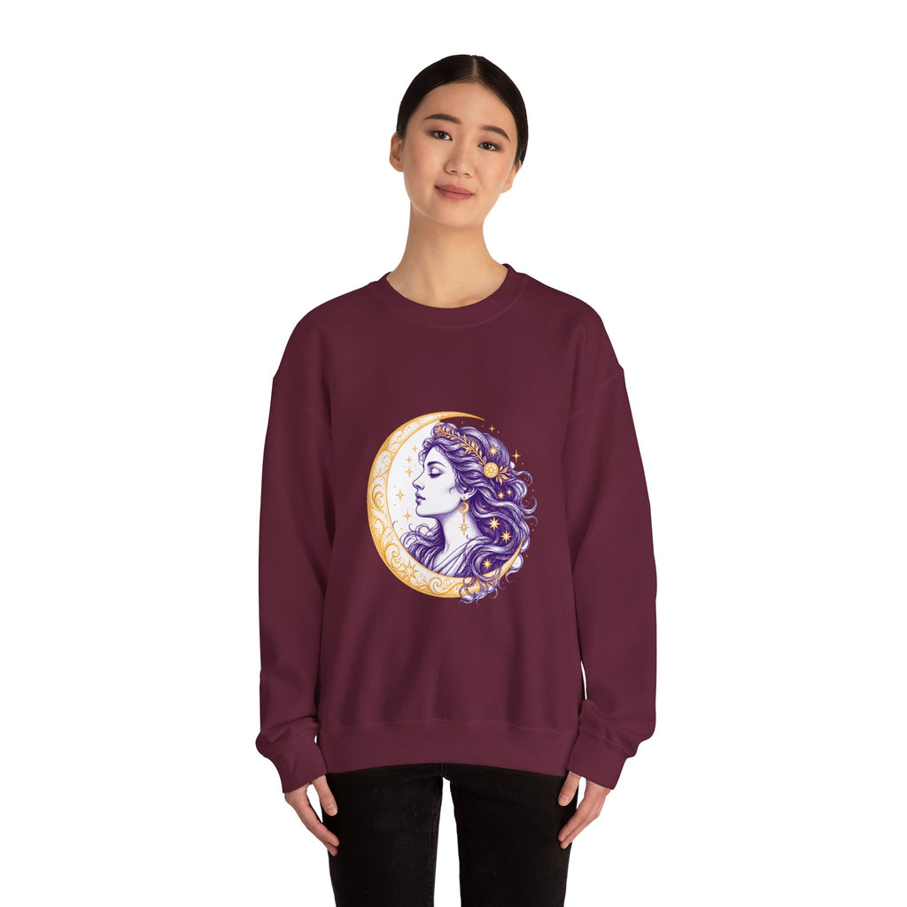 Matching Couple Sweatshirt - Helios & Selene Matching Couple Crewneck Sweatshirt Hand-Drawn Art His Hers Best Friend Gift - Design B