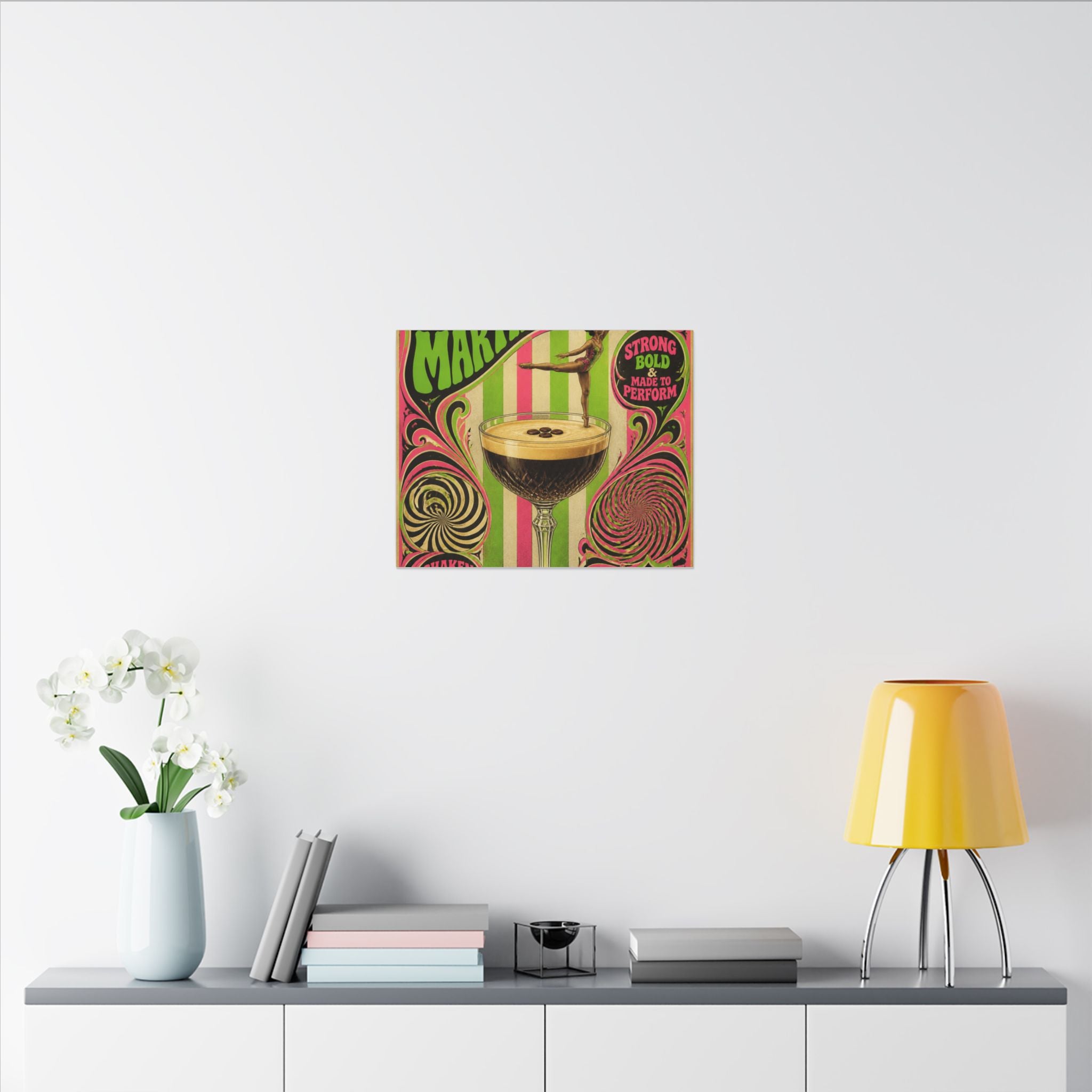 Espresso Martini Acrobat Wall Art Canvas 24×36 Psychedelic Dining Room Decor Maximalist Print