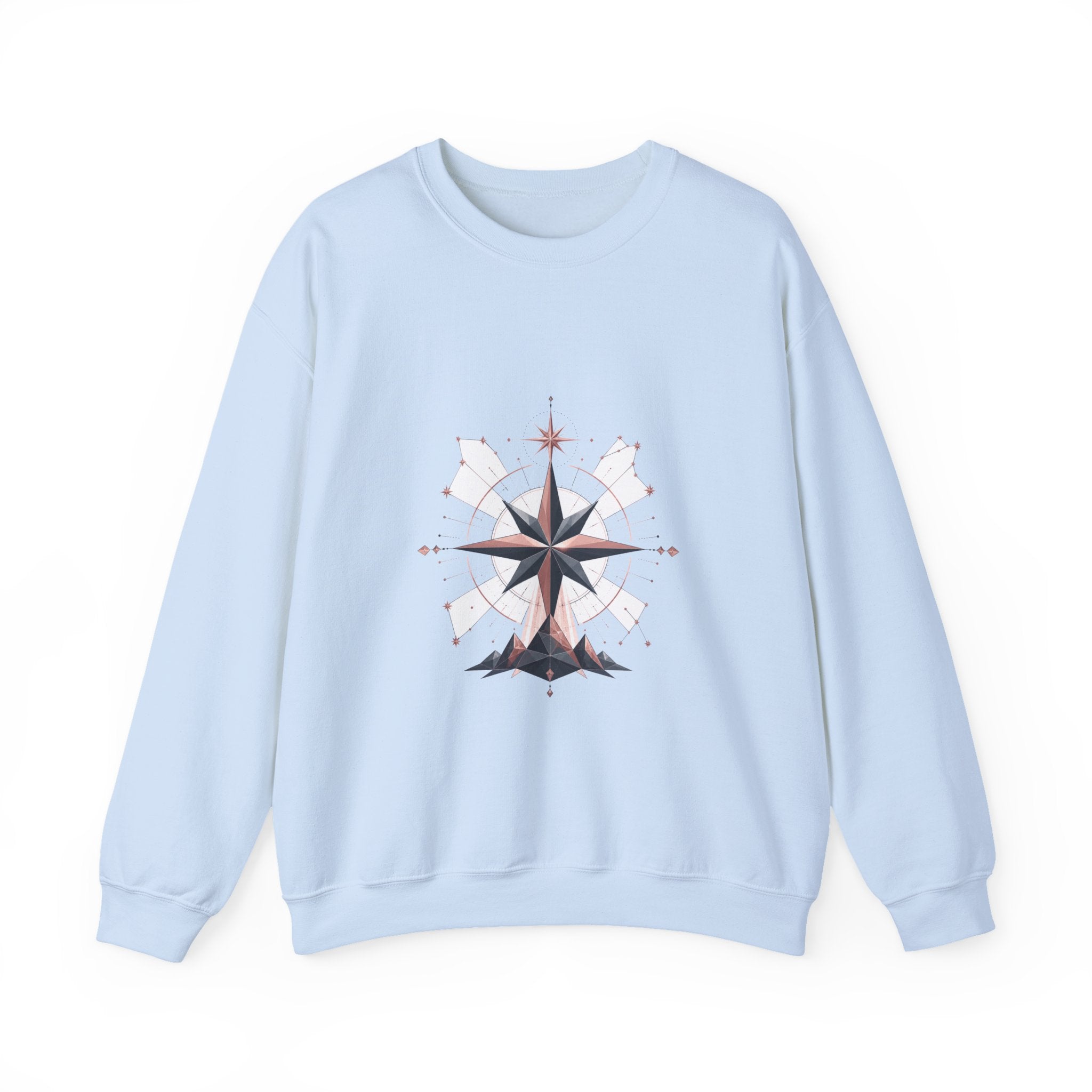 Matching Couple Sweatshirt - Shooting Star & North Star Matching Couple Crewneck Sweatshirt Geometric Art His Hers Couple Gift - Design B