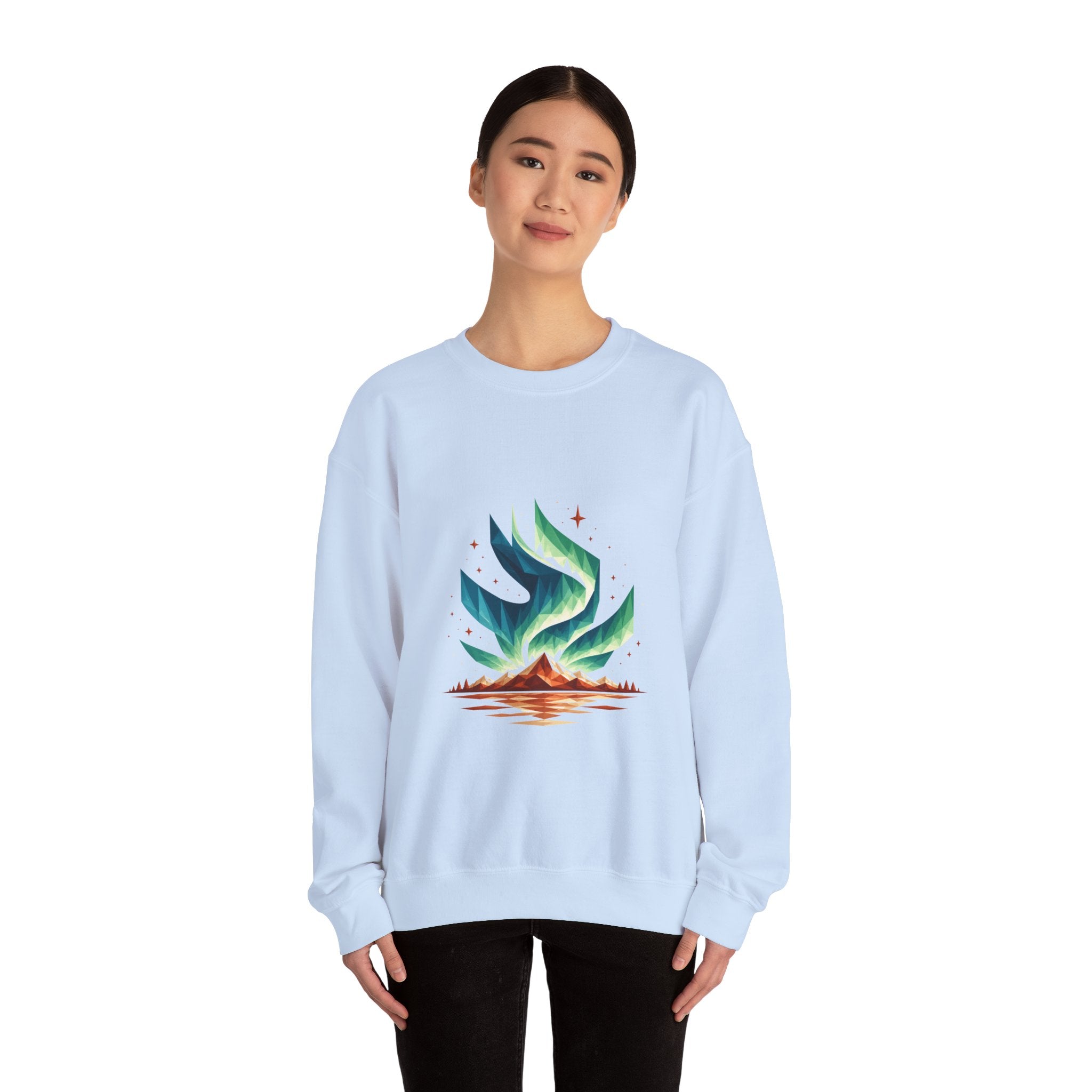 Matching Couple Sweatshirt - Aurora & Southern Cross Matching Couple Premium Fleece Sweatshirt Geometric Art His Hers Love Gift - Design A