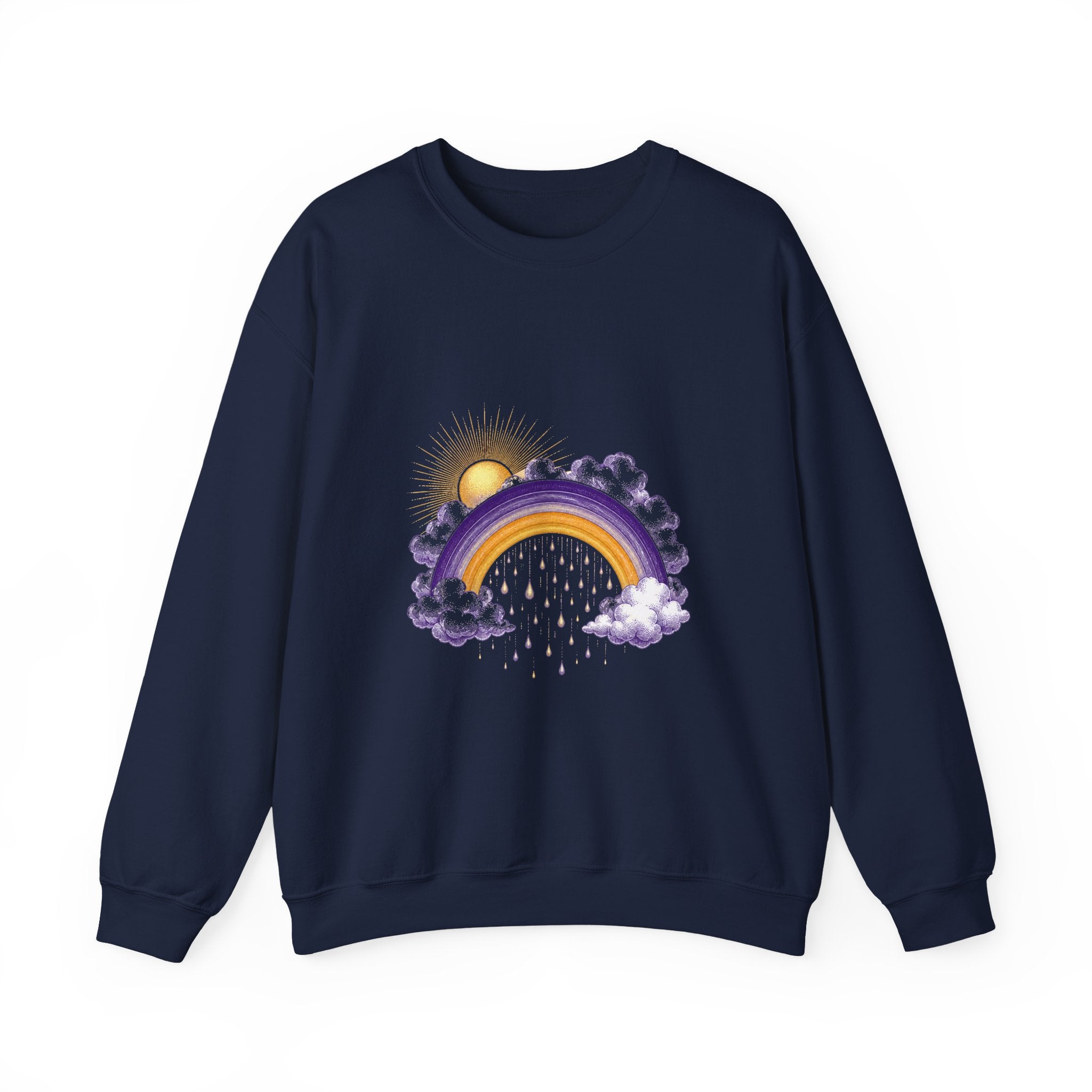 Matching Couple Sweatshirt - Storm & Rainbow Matching Couple Premium Fleece Sweatshirt Vintage Art His Hers Honeymoon Gift - Design B