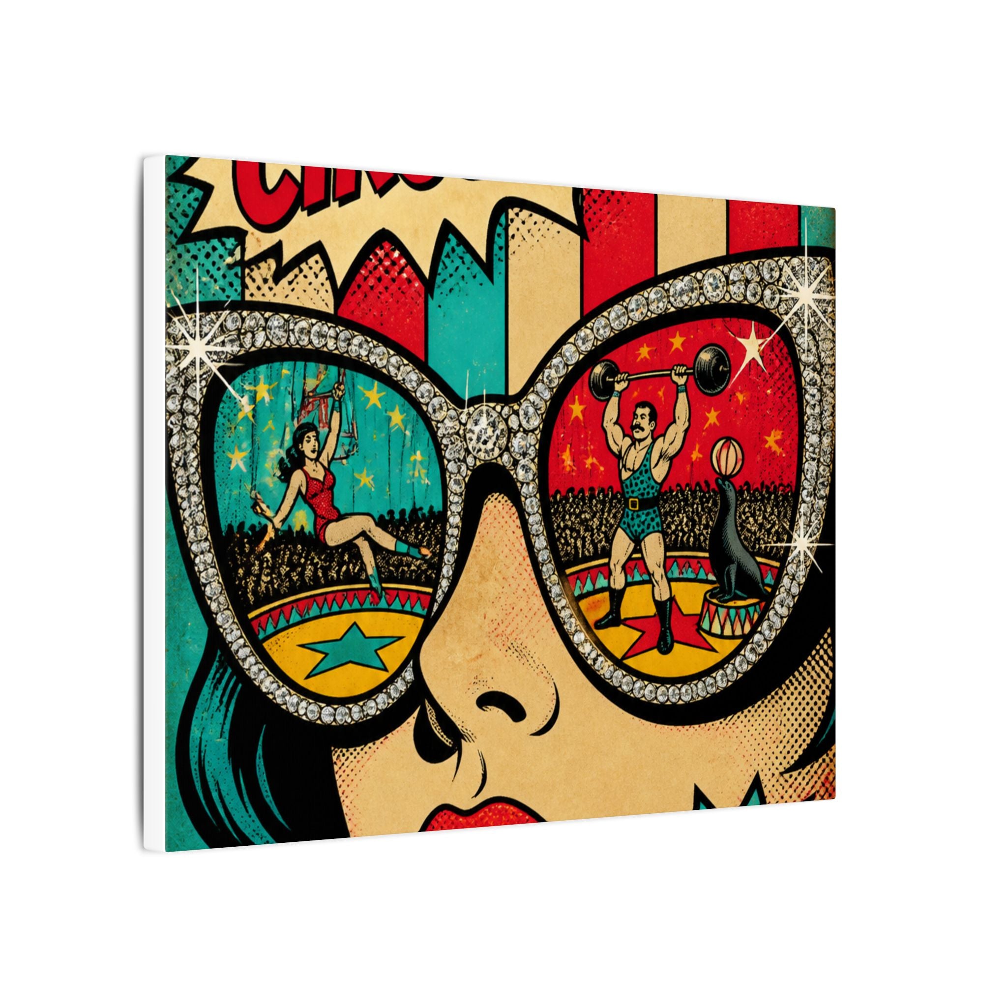 Sunglasses Circus Ring Wall Art Canvas 24×36 Pop Art Restaurant Decor Maximalist Print