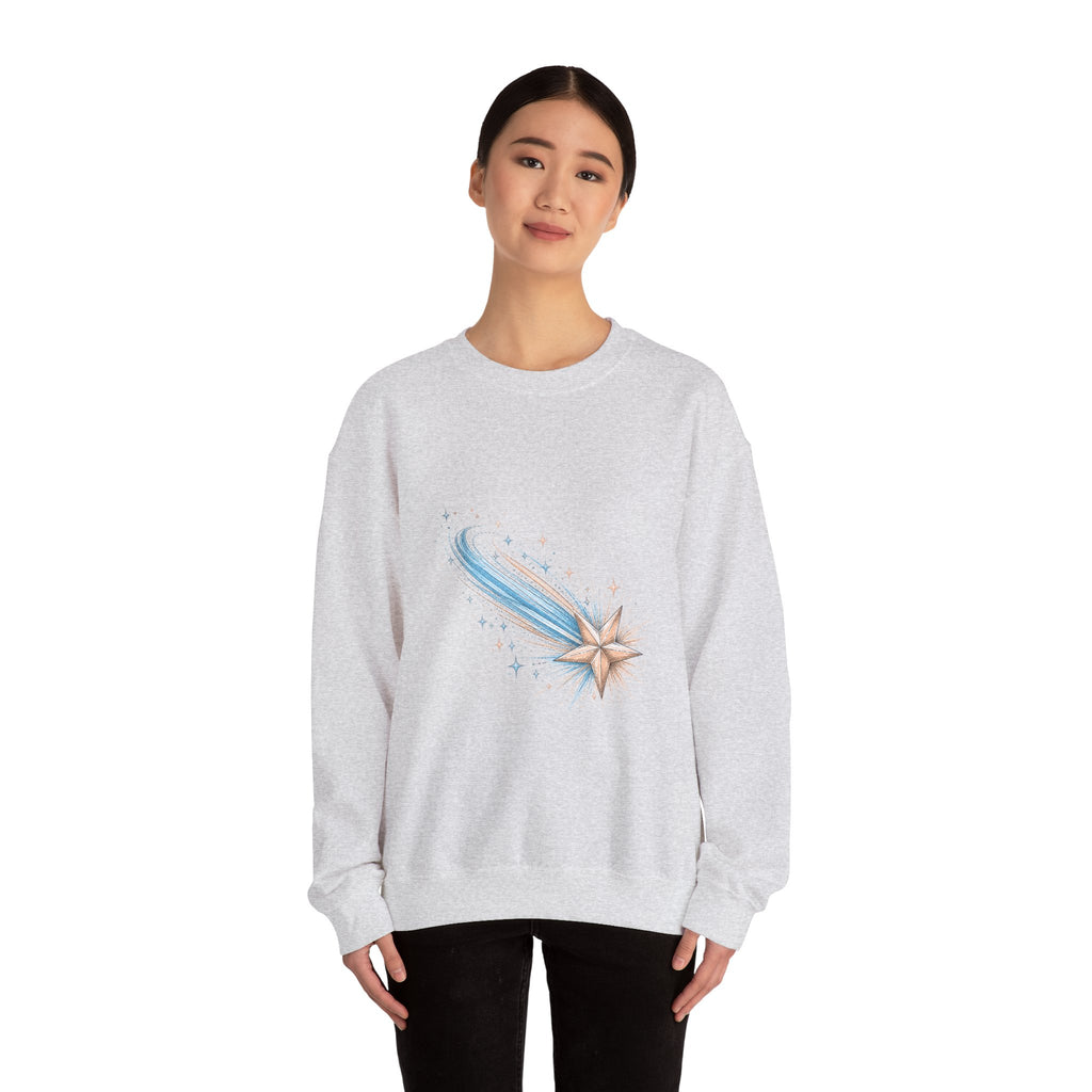 Matching Couple Sweatshirt - Shooting Star & North Star Matching Couple Premium Fleece Sweatshirt Hand-Drawn Art His Hers Anniversary Gift - Design A