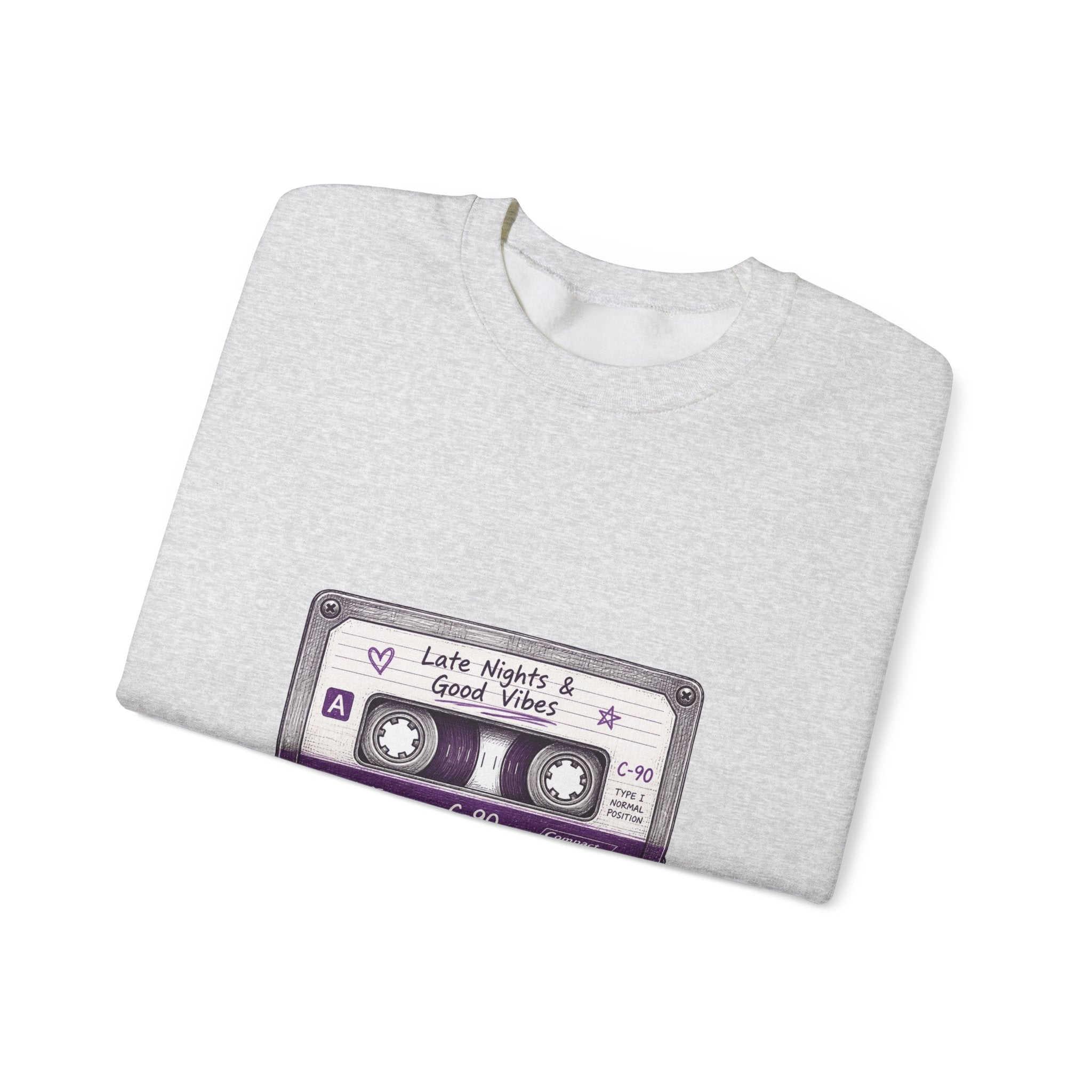 Matching Couple Sweatshirt - Vinyl & Cassette Matching Couple Crewneck Sweatshirt Hand-Drawn Art His Hers Best Friend Gift - Design B