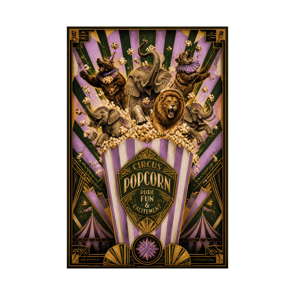 Popcorn Box Animals Wall Art Poster 18×24 Art Deco Entryway Decor Maximalist Print