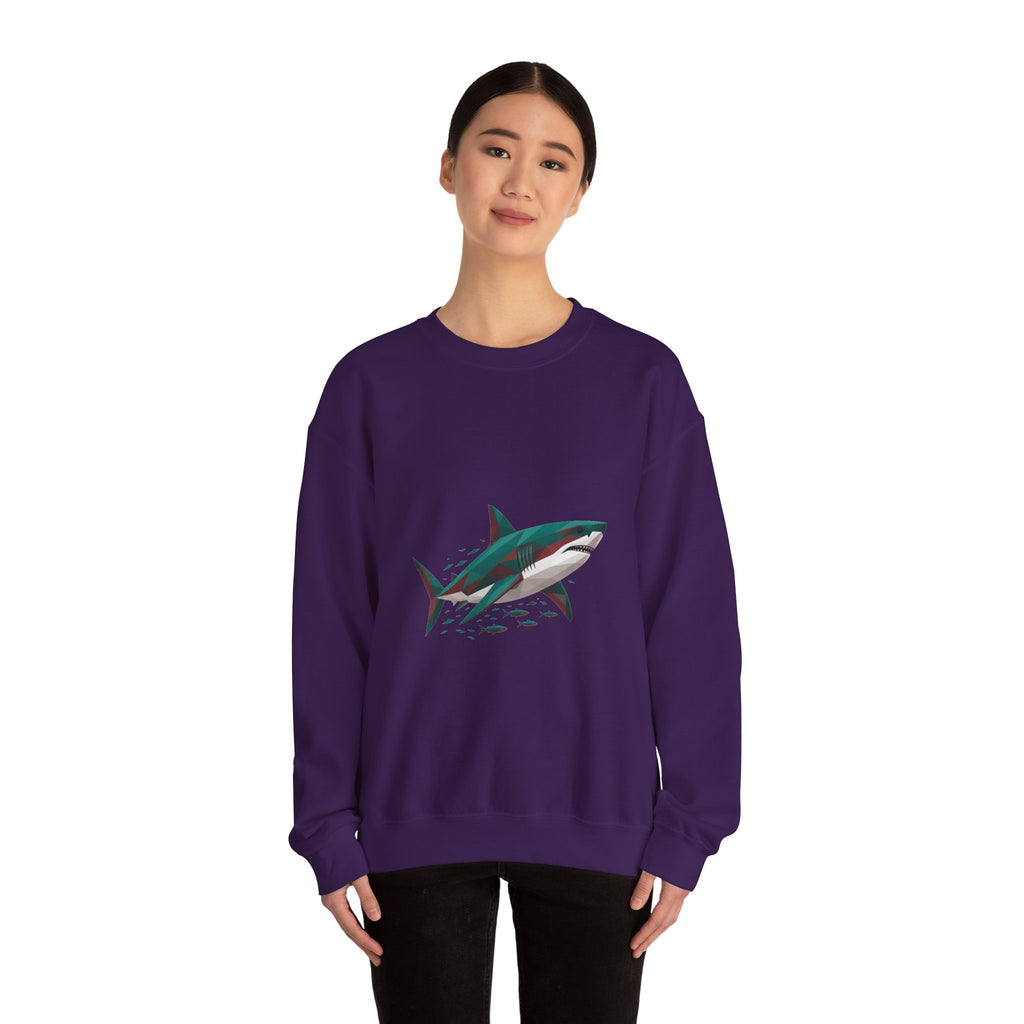 Matching Couple Sweatshirt - Shark & Dolphin Matching Couple Comfort Colors Crew Geometric Art His Hers Love Gift - Design A