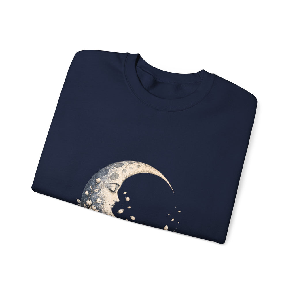 Matching Couple Sweatshirt - Waxing & Waning Moon Matching Couple Premium Fleece Sweatshirt Hand-Drawn Art His Hers Anniversary Gift - Design B