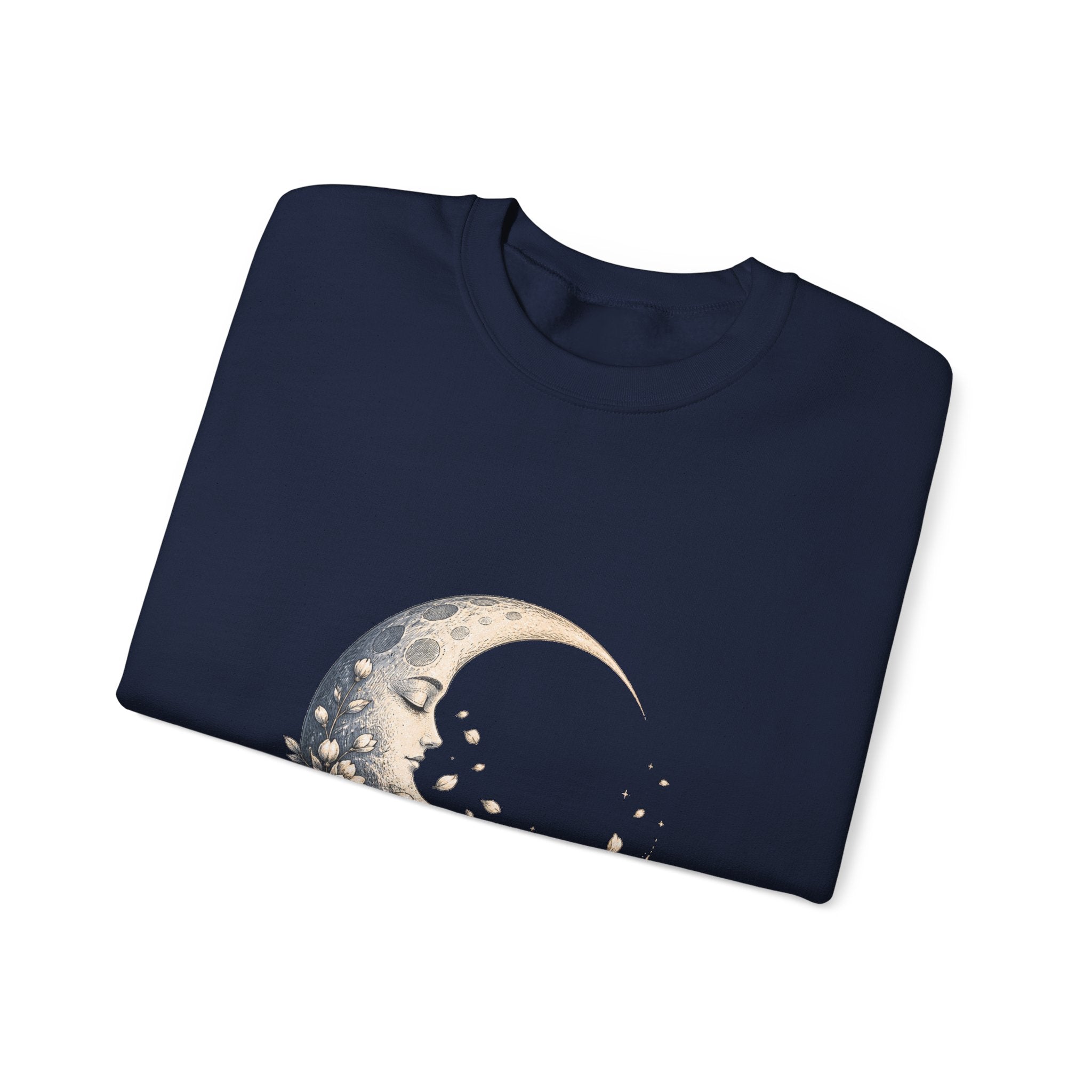 Matching Couple Sweatshirt - Waxing & Waning Moon Matching Couple Premium Fleece Sweatshirt Hand-Drawn Art His Hers Anniversary Gift - Design B