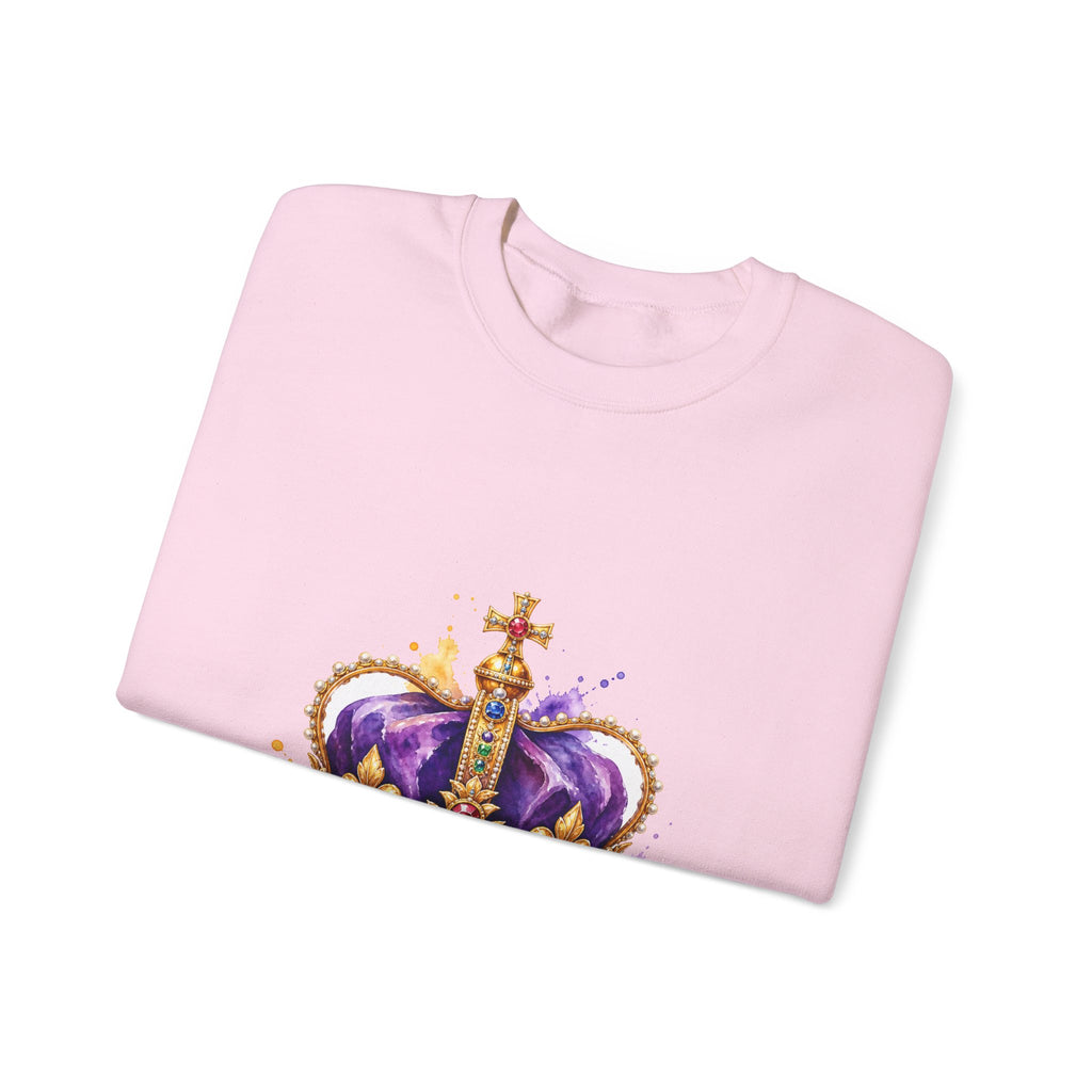 Matching Couple Sweatshirt - Crown & Shield Matching Couple Premium Fleece Sweatshirt Watercolor Art His Hers Birthday Gift - Design A