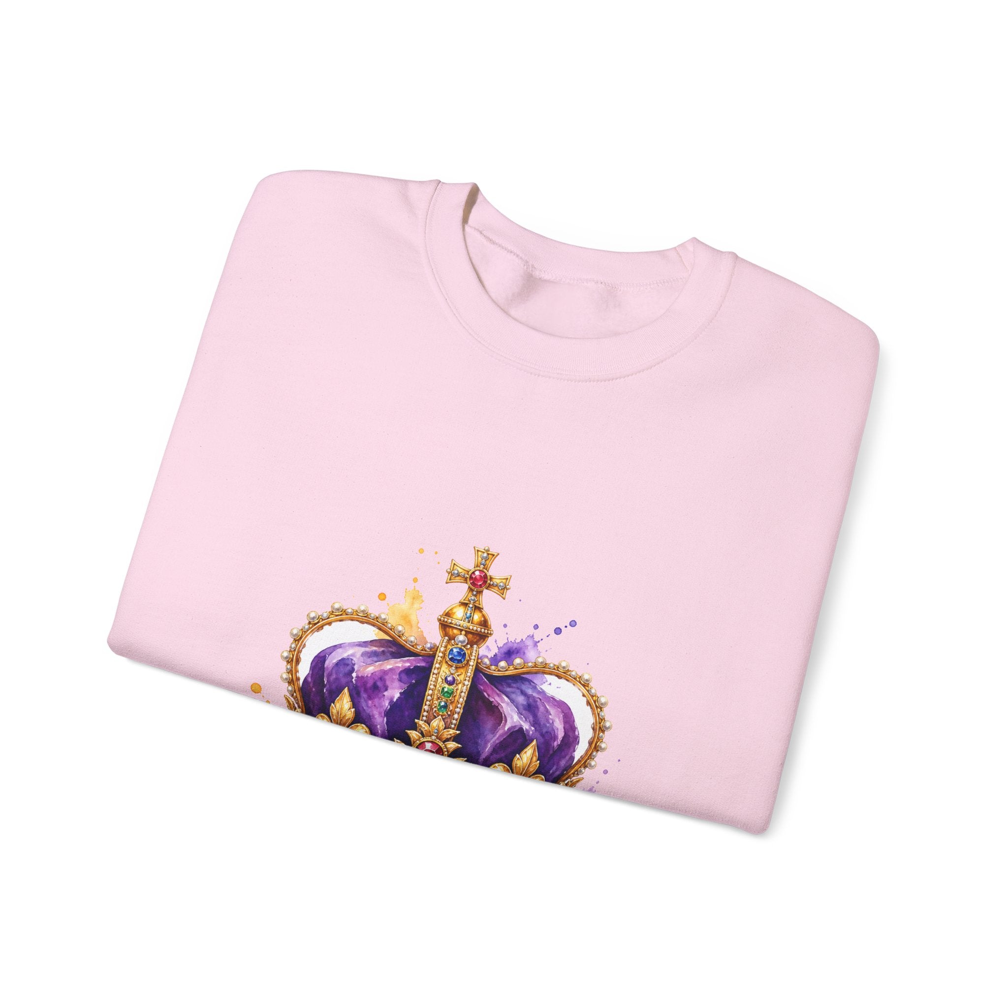 Matching Couple Sweatshirt - Crown & Shield Matching Couple Premium Fleece Sweatshirt Watercolor Art His Hers Birthday Gift - Design A