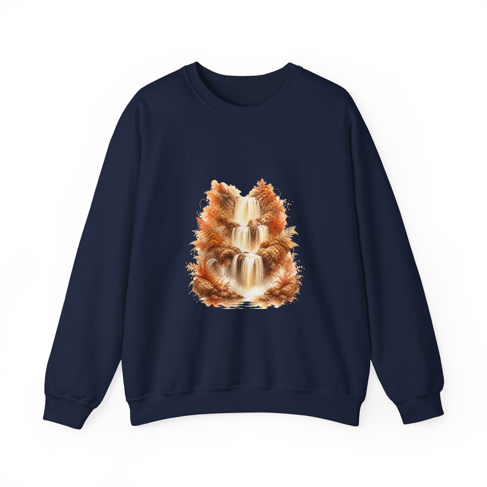 Matching Couple Sweatshirt - Wildfire & Waterfall Matching Couple Comfort Colors Crew Watercolor Art His Hers Birthday Gift - Design B