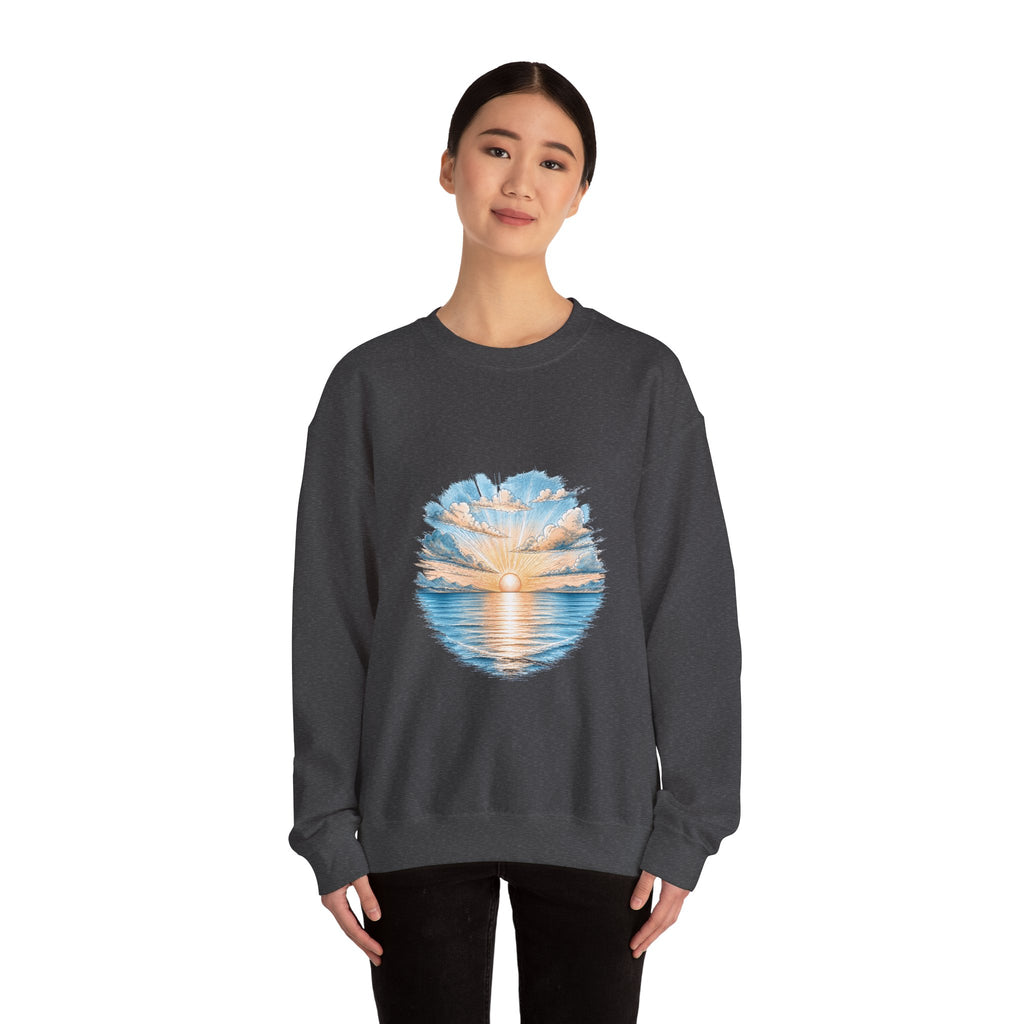 Matching Couple Sweatshirt - Sunrise & Sunset Matching Couple Crewneck Sweatshirt Hand-Drawn Art His Hers Best Friend Gift - Design A