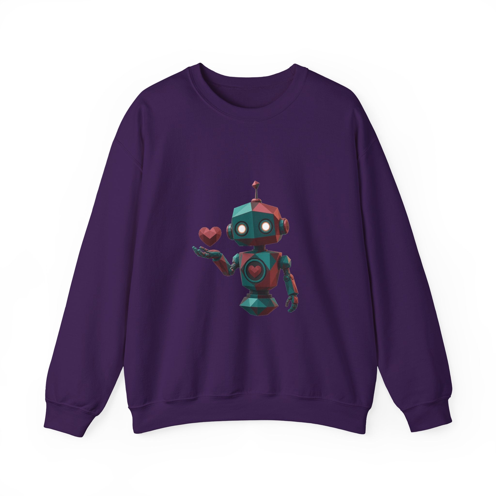 Matching Couple Sweatshirt - Robot & Heart Matching Couple Comfort Colors Crew Geometric Art His Hers Love Gift - Design A