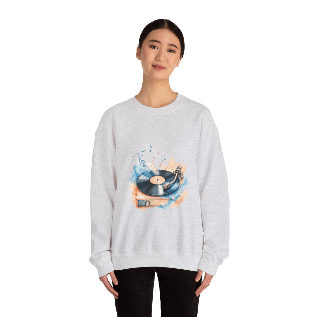 Matching Couple Sweatshirt - Vinyl & Cassette Matching Couple Comfort Colors Crew Watercolor Art His Hers Birthday Gift - Design A