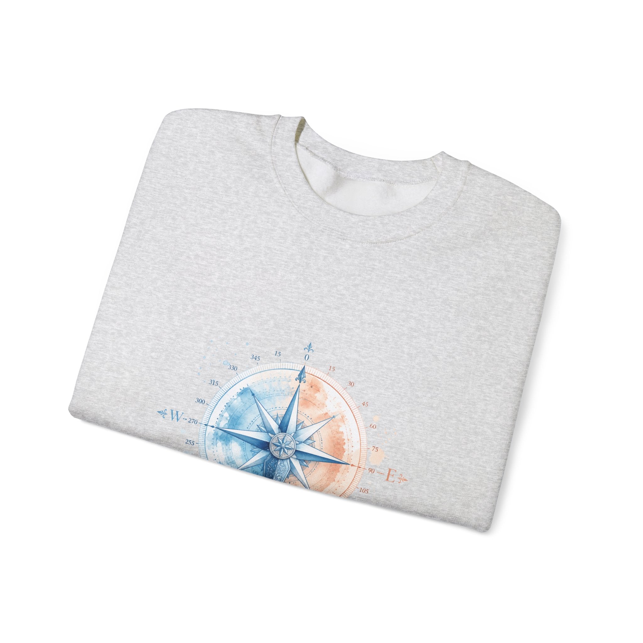 Matching Couple Sweatshirt - Compass North & South Matching Couple Premium Fleece Sweatshirt Watercolor Art His Hers Birthday Gift - Design B