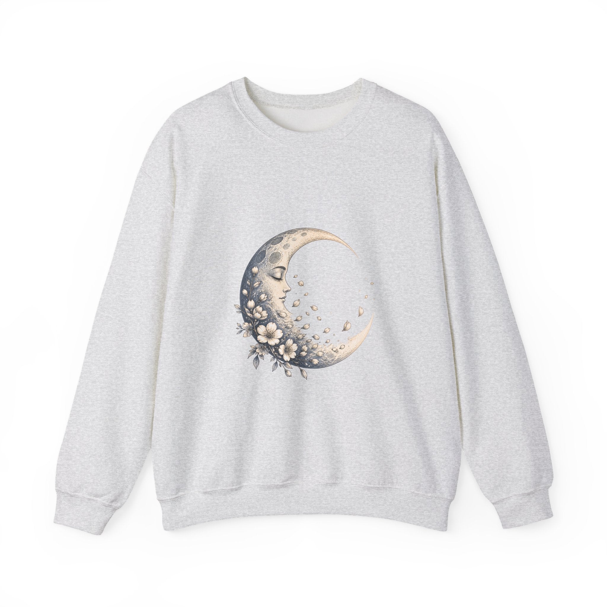 Matching Couple Sweatshirt - Waxing & Waning Moon Matching Couple Premium Fleece Sweatshirt Hand-Drawn Art His Hers Anniversary Gift - Design B