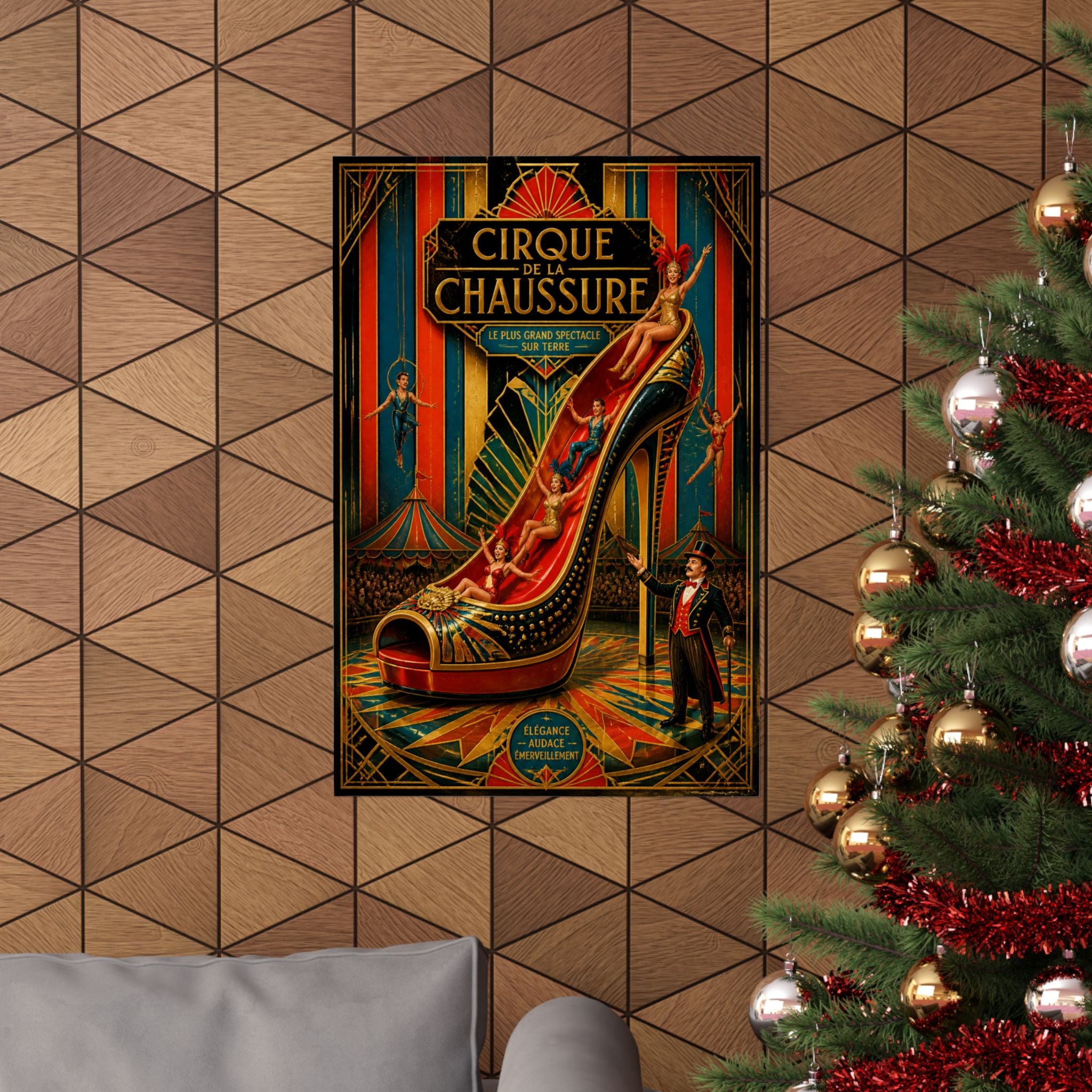 High Heel Slide Wall Art Poster 18×24 Art Deco Entryway Decor Maximalist Print