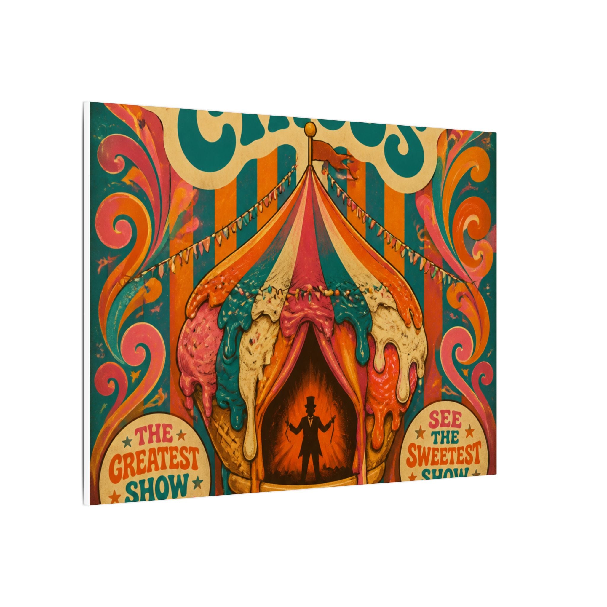Ice Cream Cone Circus Tent Wall Art Canvas 24×36 Psychedelic Dining Room Decor Maximalist Print