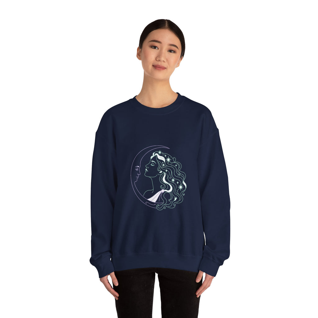 Matching Couple Sweatshirt - Helios & Selene Matching Couple Premium Fleece Sweatshirt Minimalist Art His Hers Christmas Gift - Design B