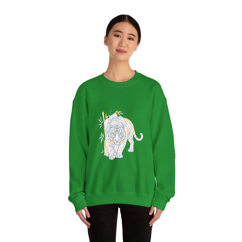 Matching Couple Sweatshirt - Tiger & Crane Matching Couple Premium Fleece Sweatshirt Minimalist Art His Hers Christmas Gift - Design A