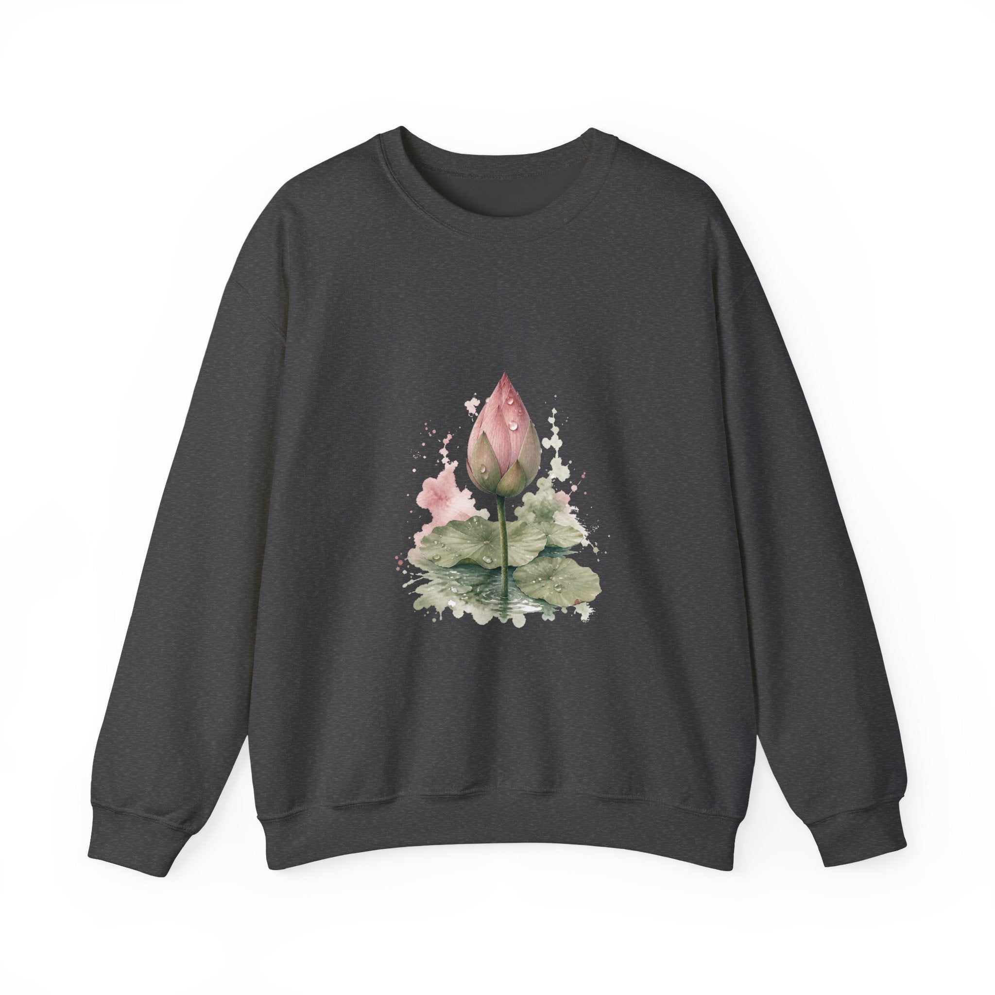Matching Couple Sweatshirt - Open & Closed Lotus Matching Couple Premium Fleece Sweatshirt Watercolor Art His Hers Birthday Gift - Design B