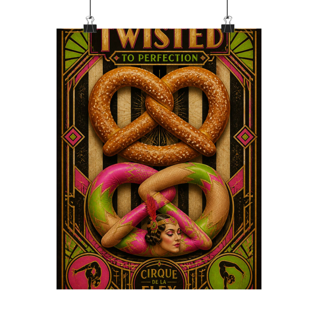 Pretzel Contortionist Wall Art Poster 24×36 Art Deco Bar Area Decor Maximalist Print
