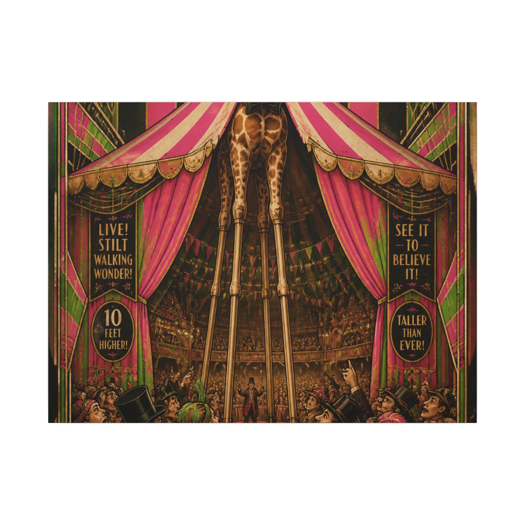 Giraffe on Stilts Wall Art Canvas 24×36 Art Deco Bar Area Decor Maximalist Print