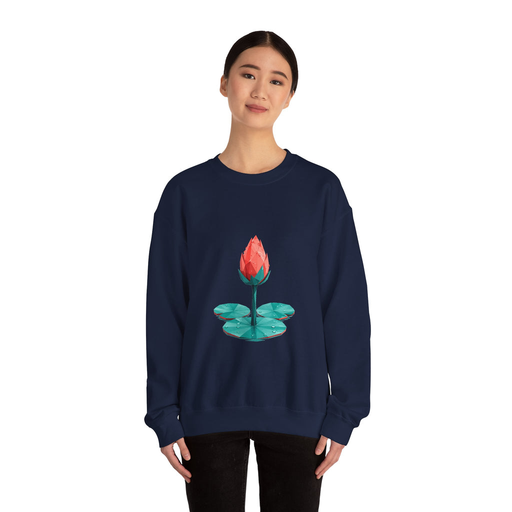 Matching Couple Sweatshirt - Open & Closed Lotus Matching Couple Premium Fleece Sweatshirt Geometric Art His Hers Love Gift - Design B