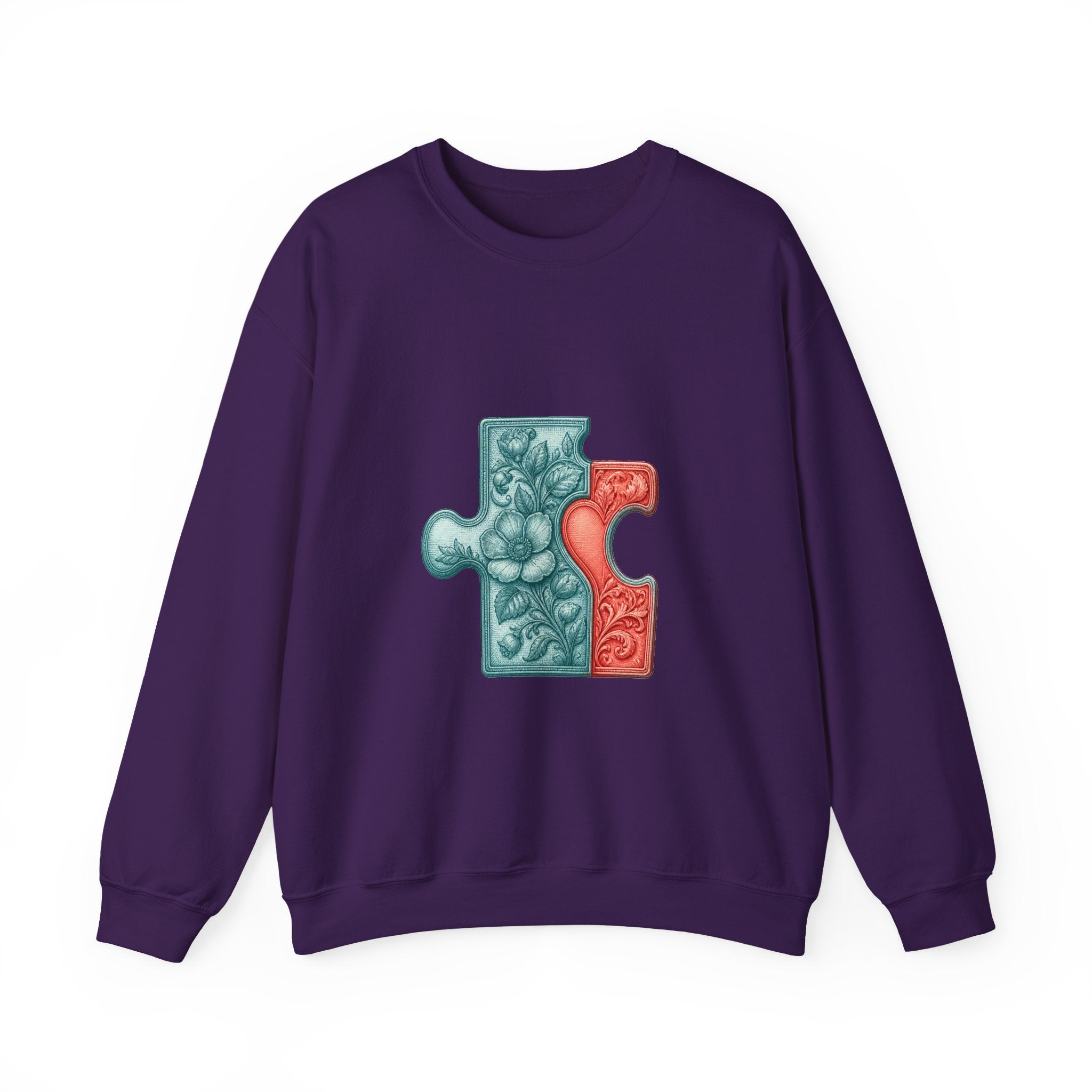 Matching Couple Sweatshirt - Puzzle Pieces Matching Couple Crewneck Sweatshirt Vintage Art His Hers Wedding Gift - Design A